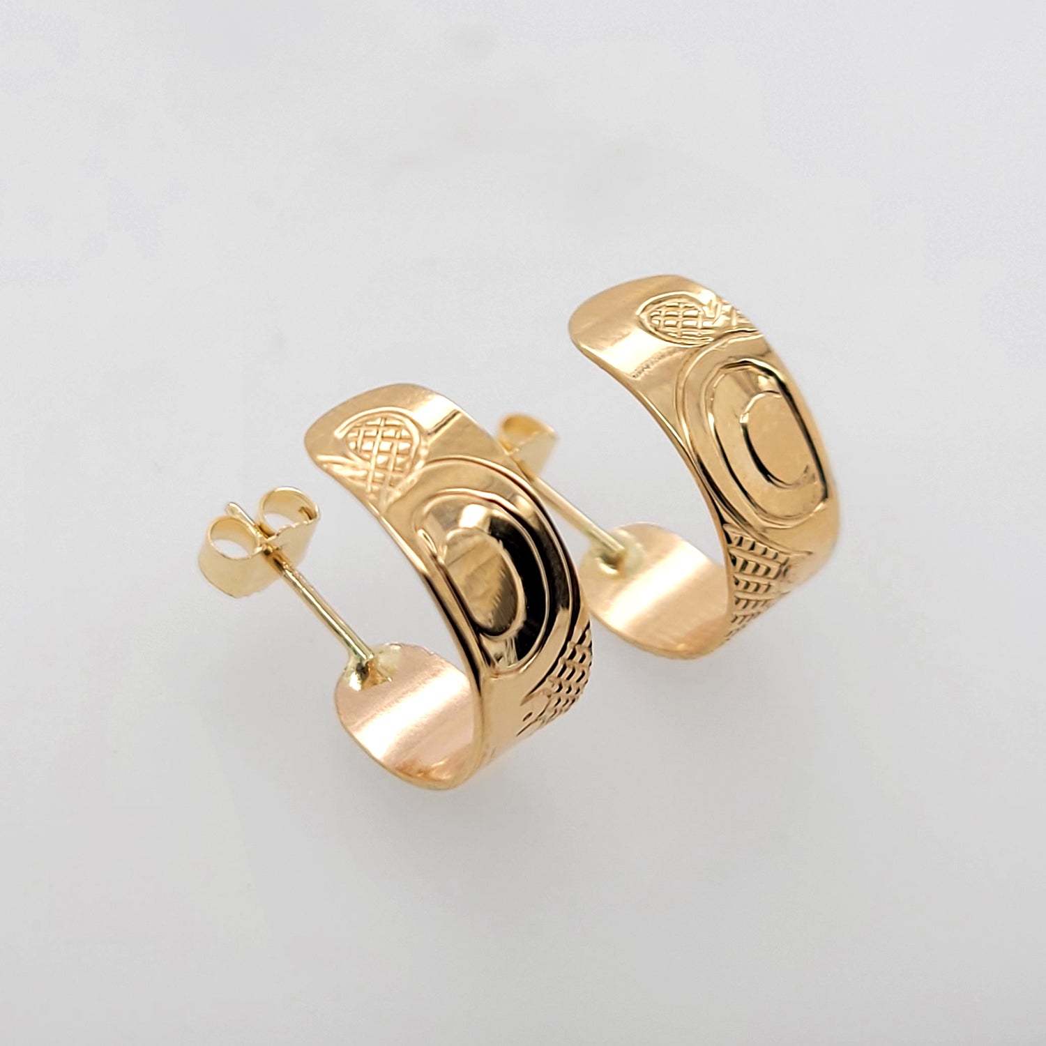 Gold Hummingbird Earrings by Cree artist Justin Rivard