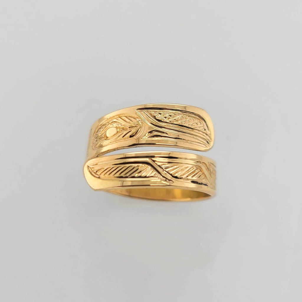 Gold Hummingbird Wrap Ring by Tsimshian artist Bill Helin