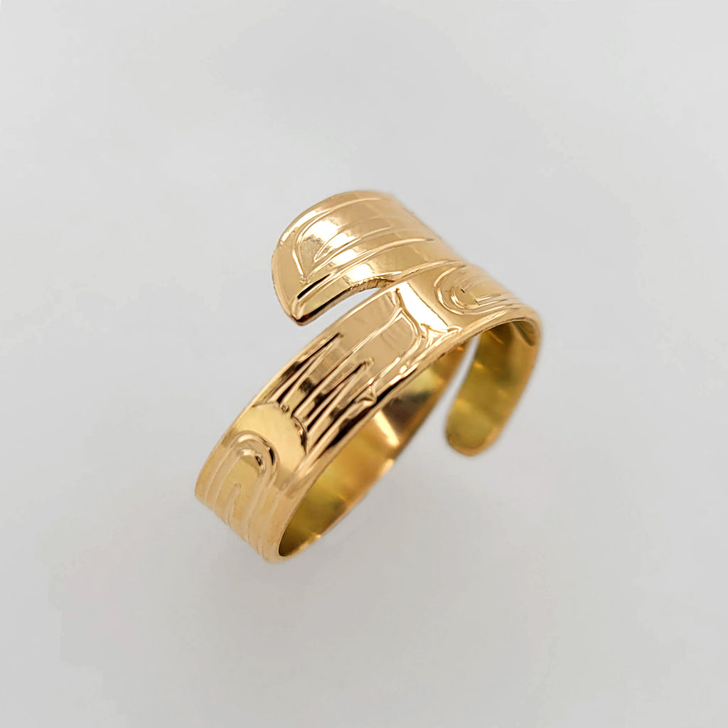 Gold Raven Wrap Ring by Haida artist Garner Moody