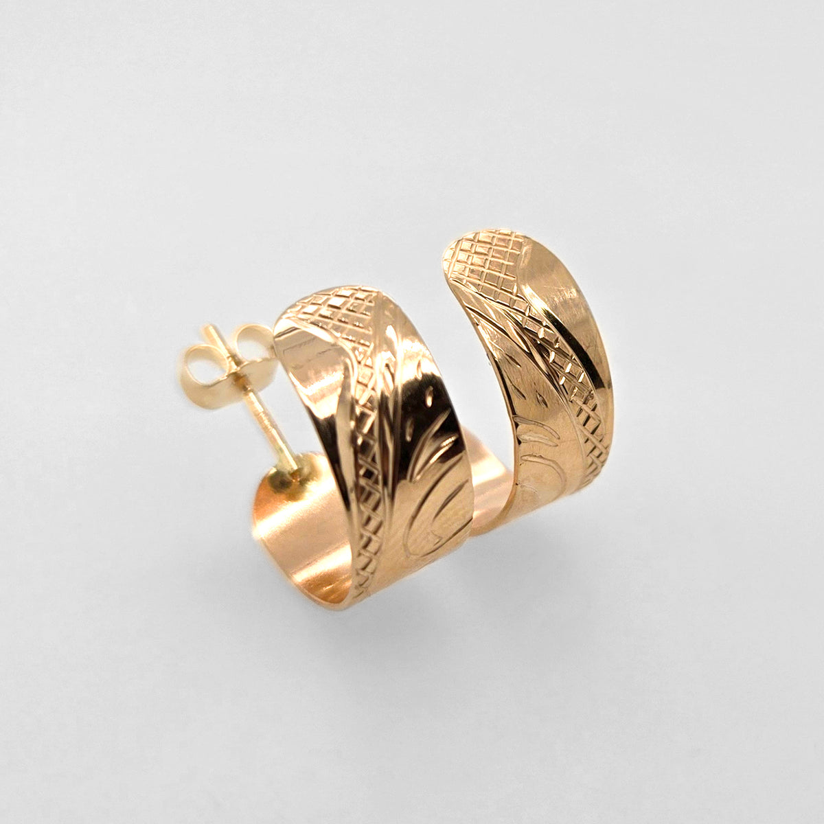Gold Salmon Hoop Earrings by Justin Rivard