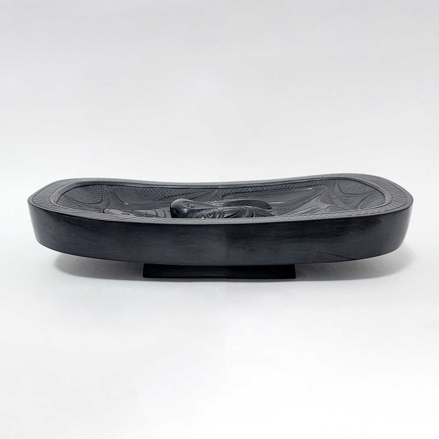 Argillite Halibut Platter by Haida artist Rufus Moody