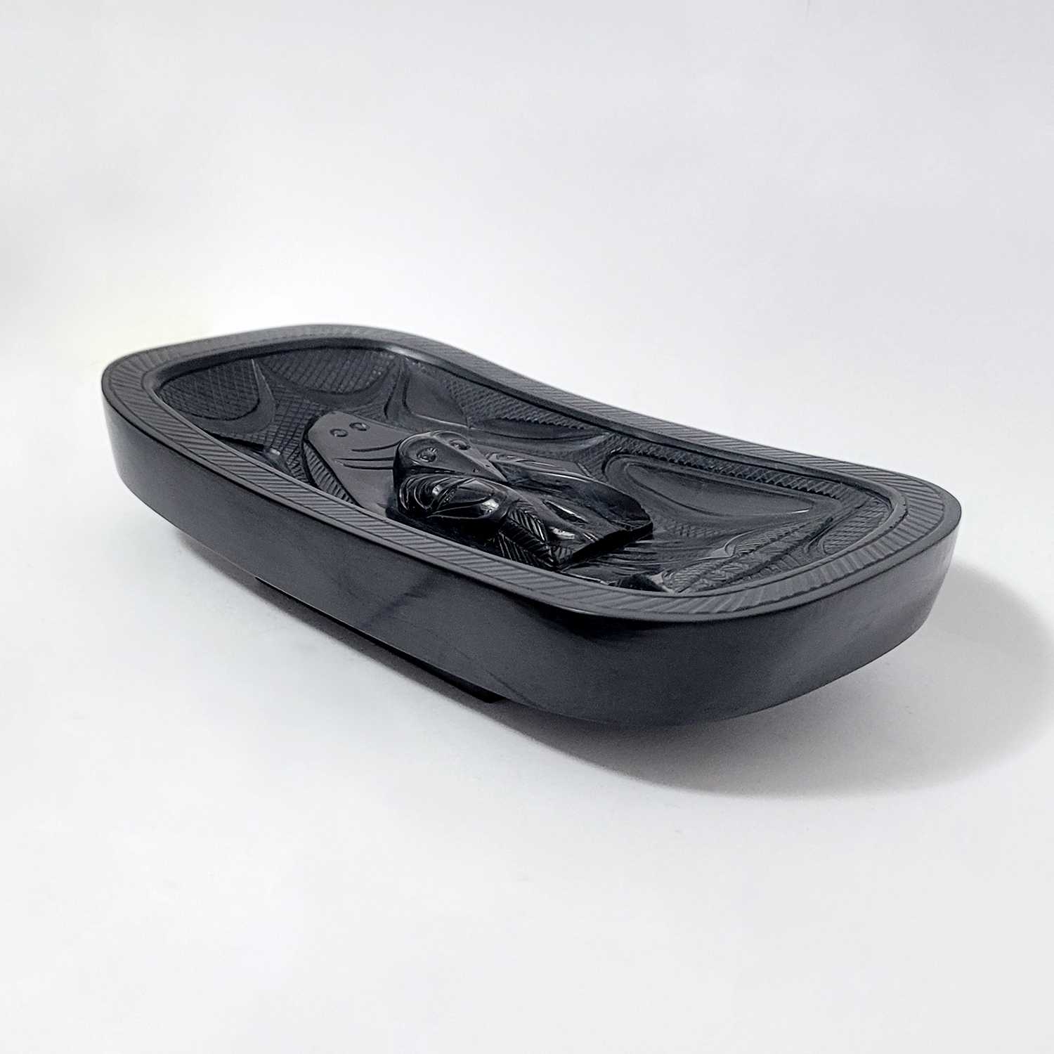 Argillite Halibut Platter by Haida artist Rufus Moody