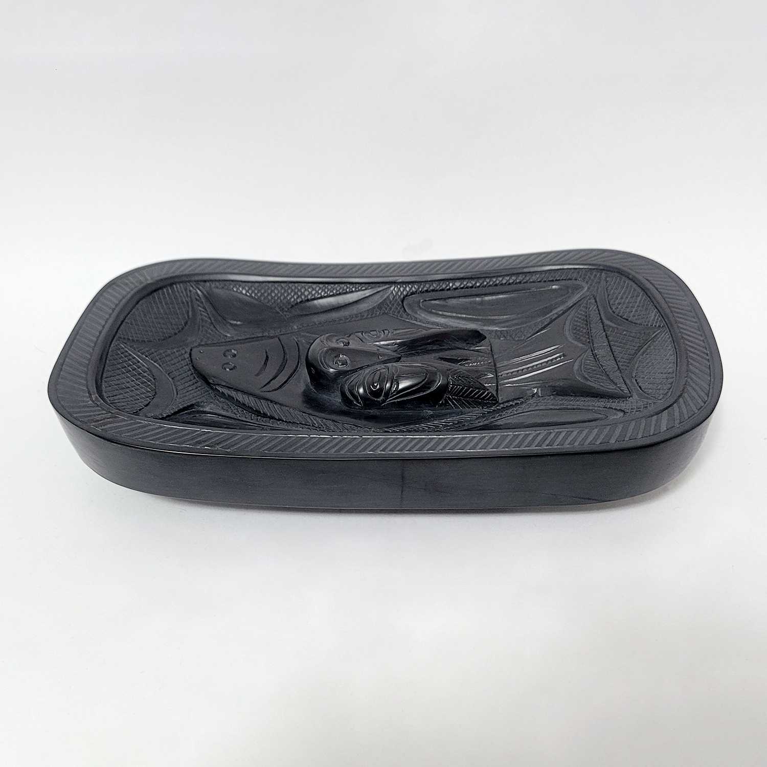 Argillite Halibut Platter by Haida artist Rufus Moody