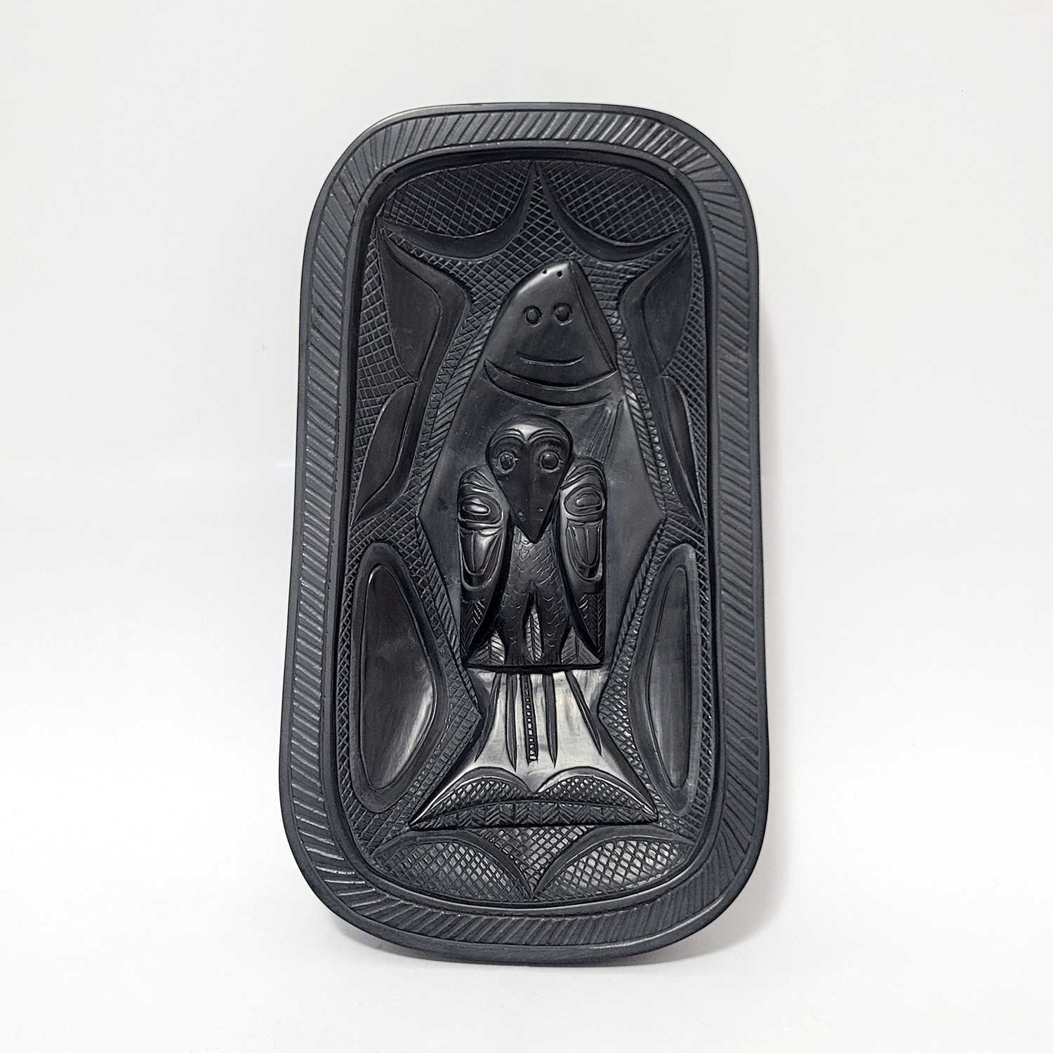 Argillite Halibut Platter by Haida artist Rufus Moody