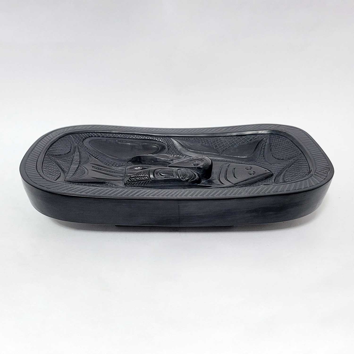 Argillite Halibut Platter by Haida artist Rufus Moody