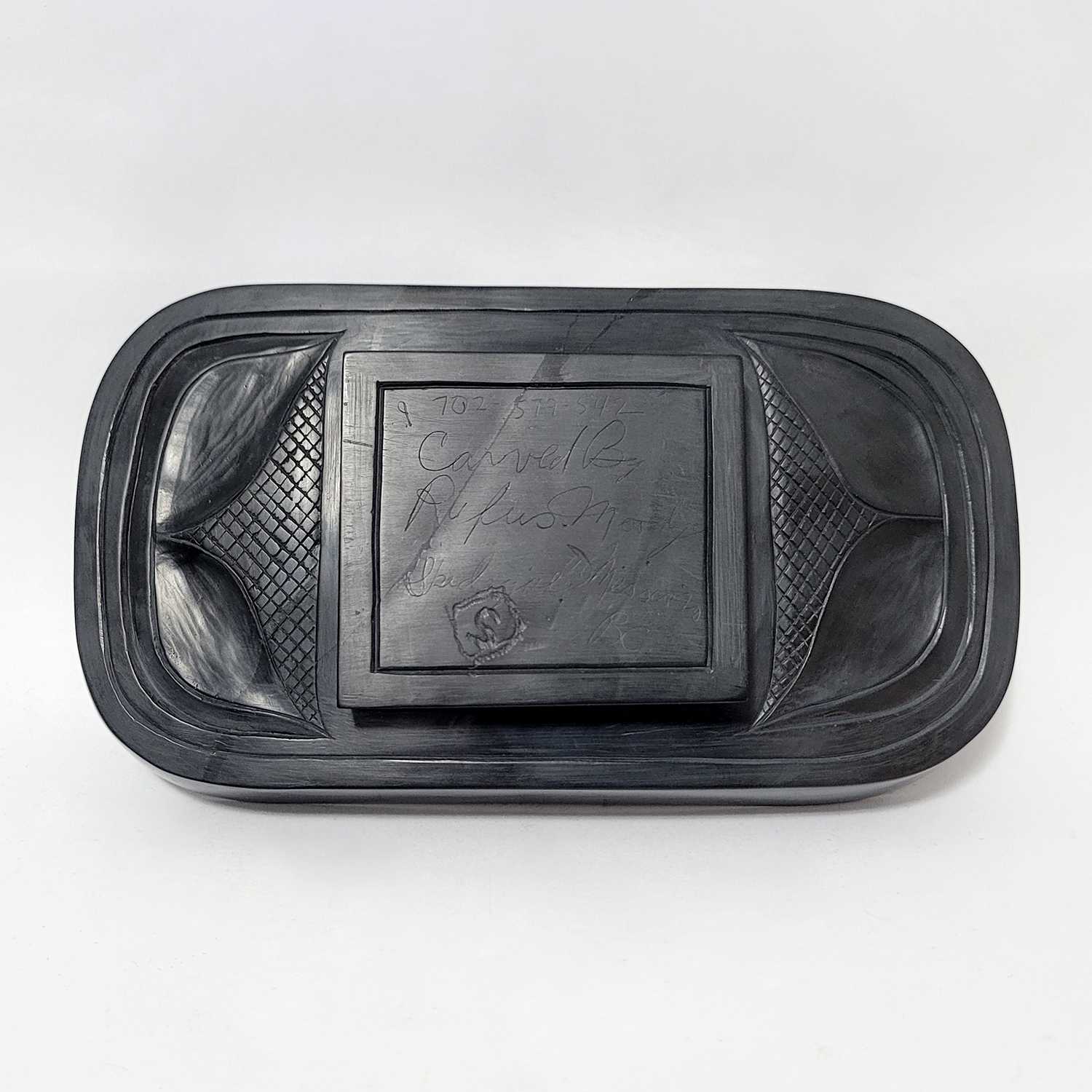 Argillite Halibut Platter by Haida artist Rufus Moody