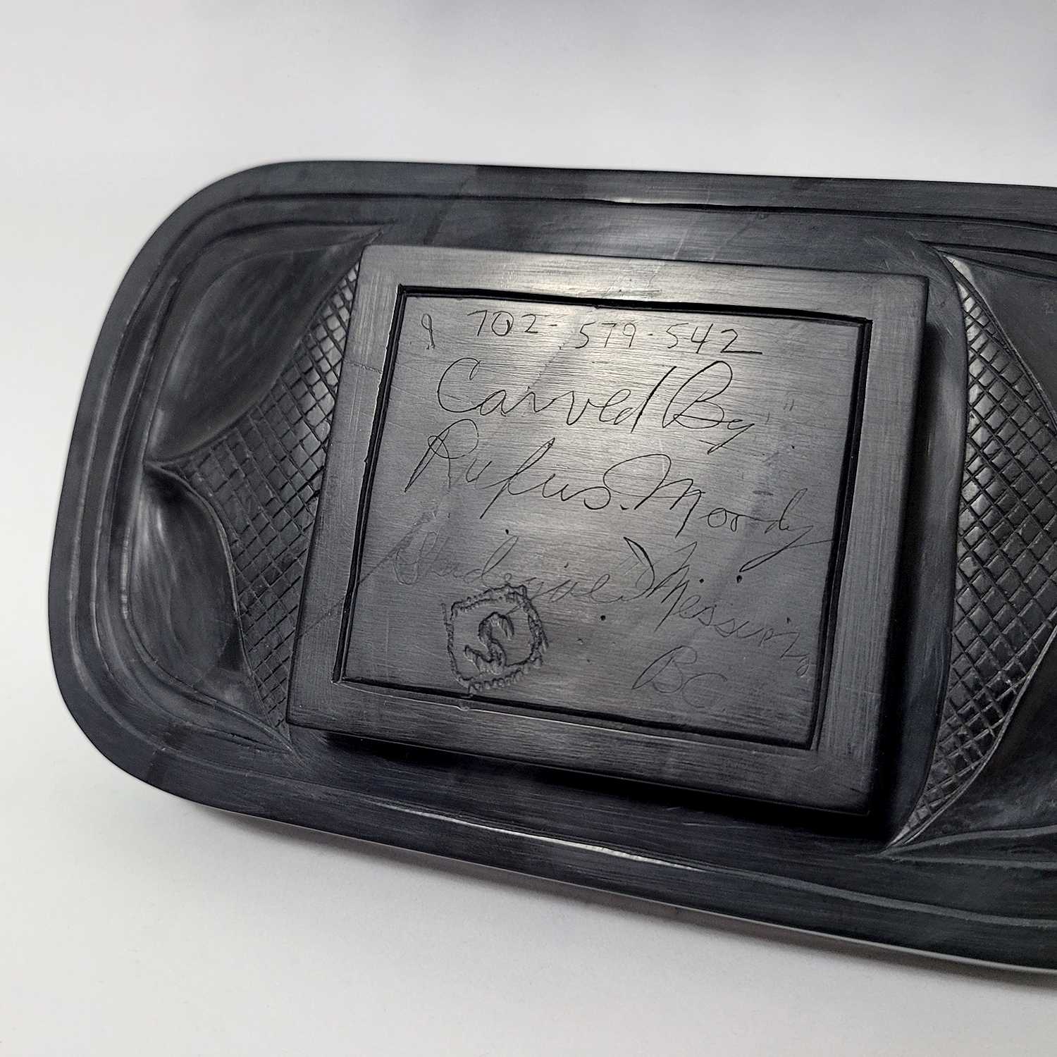 Argillite Halibut Platter by Haida artist Rufus Moody