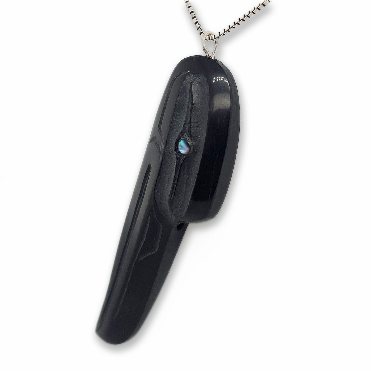 Argillite Hummingbird Pendant by Haida Artist Cooper Wilson