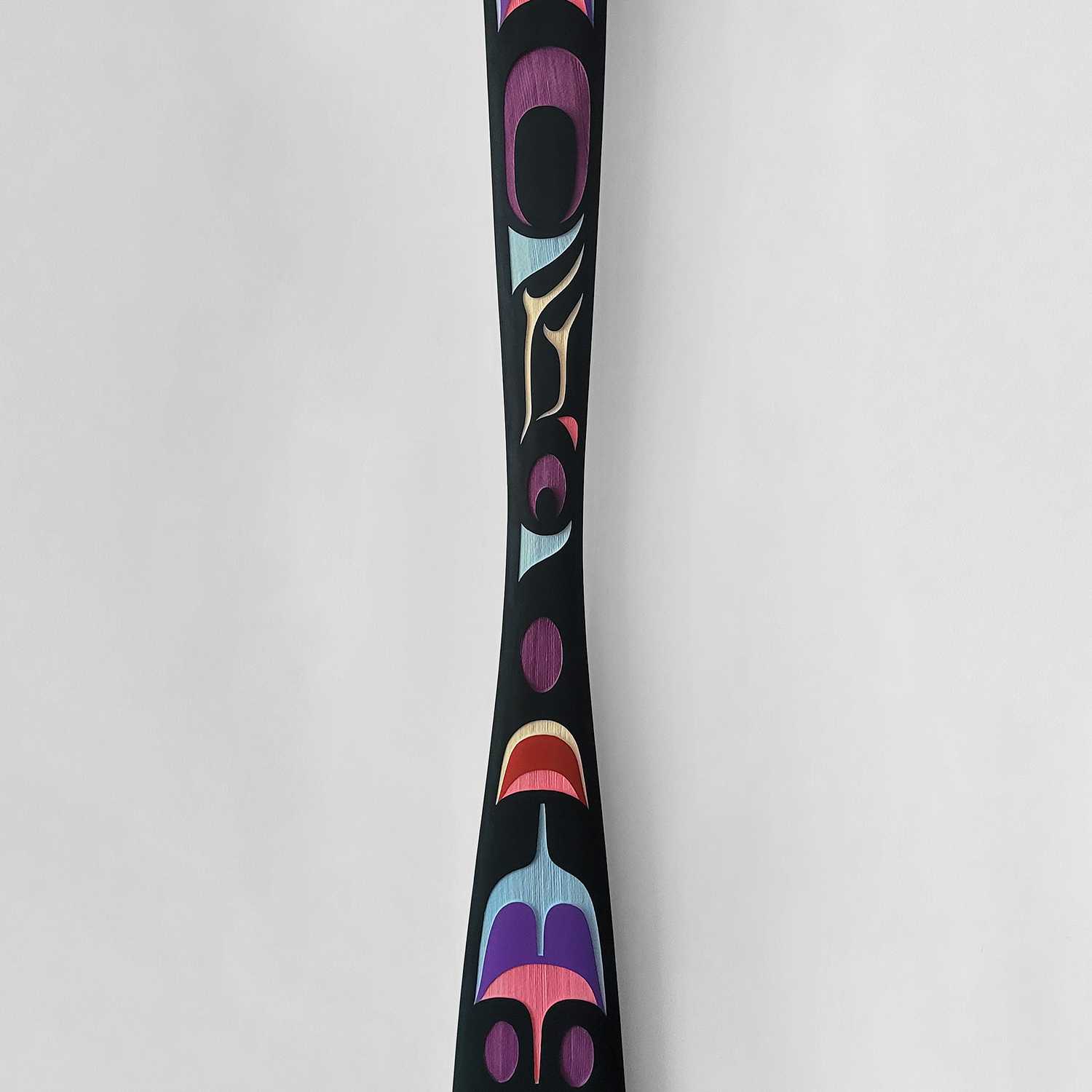 Sandblasted Hummingbird Paddle by Kwakiutl artist Trevor Hunt