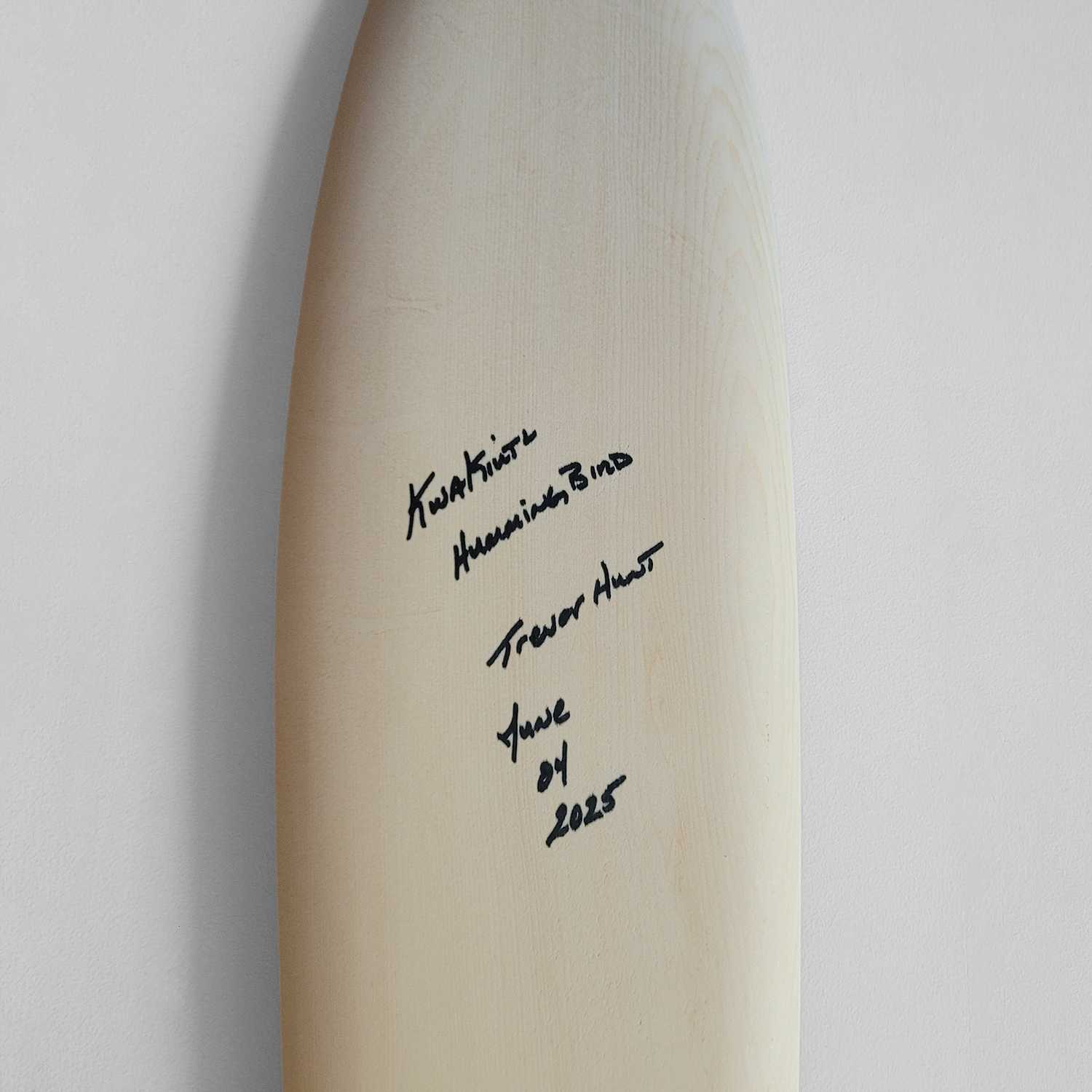 Sandblasted Hummingbird Paddle by Kwakiutl artist Trevor Hunt