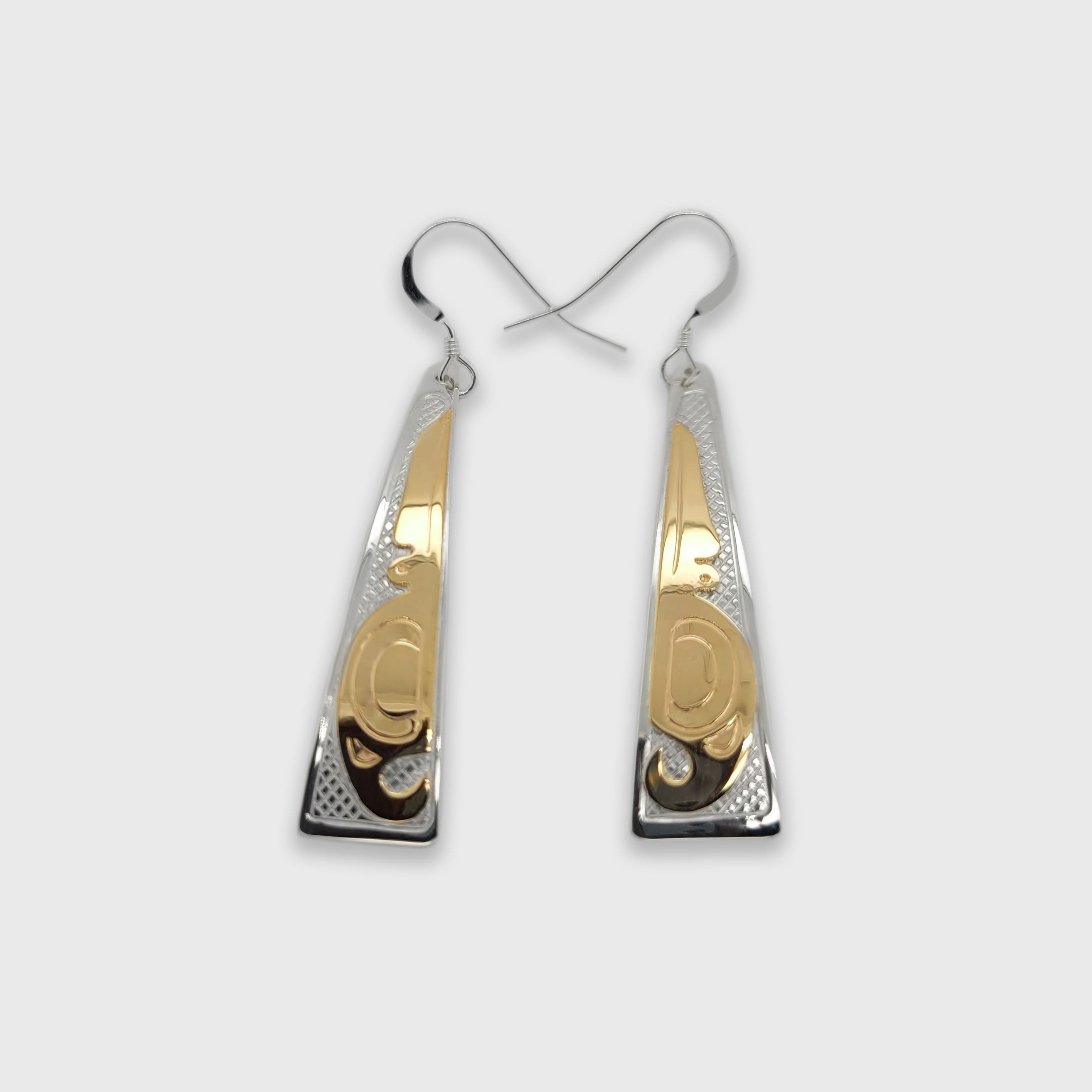 Silver and Gold Hummingbird Earrings by Cree artist Justin Rivard