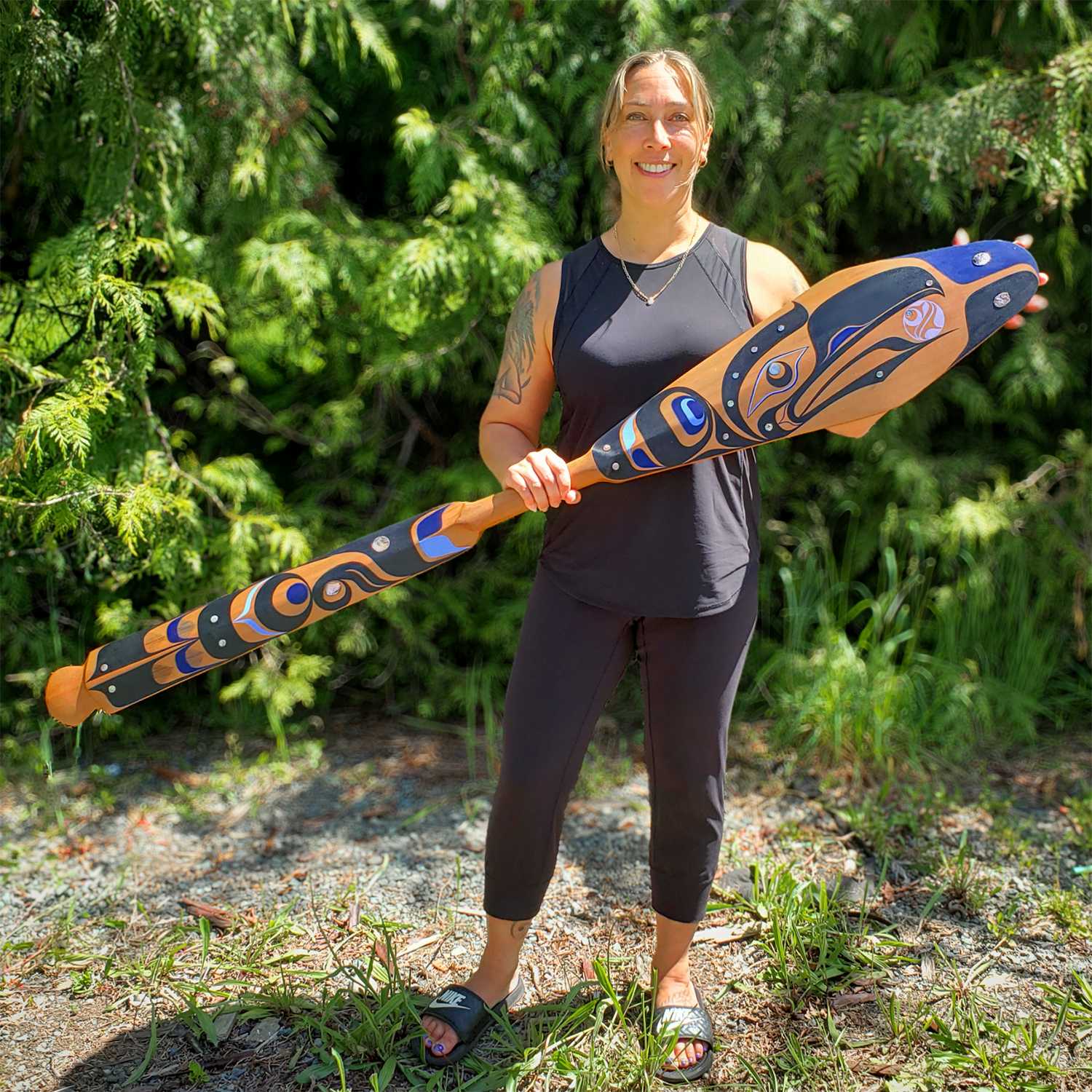 Raven Paddle by Kwakwaka'wakw artist Jessica Chickite