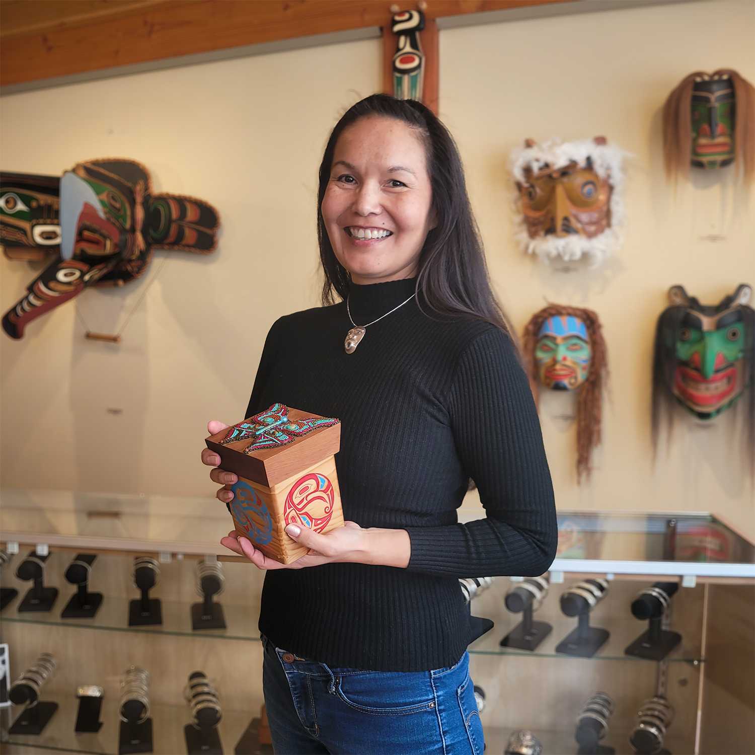 Butterfly Bentwood Box by Native Female artist Kiri Geen