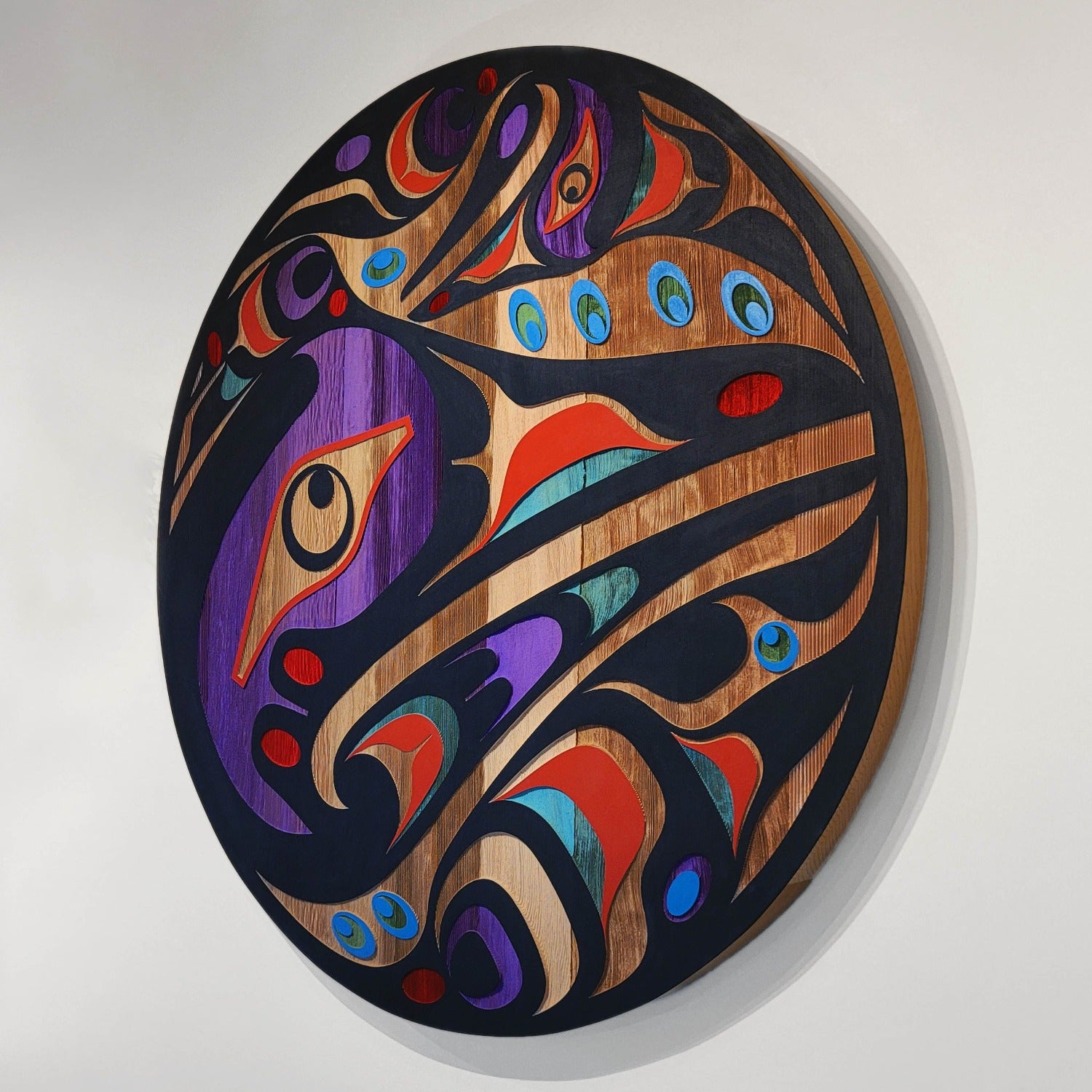 Sandblasted Cedar Hummingbird Panel by Kwakiutl artist Trevor Hunt