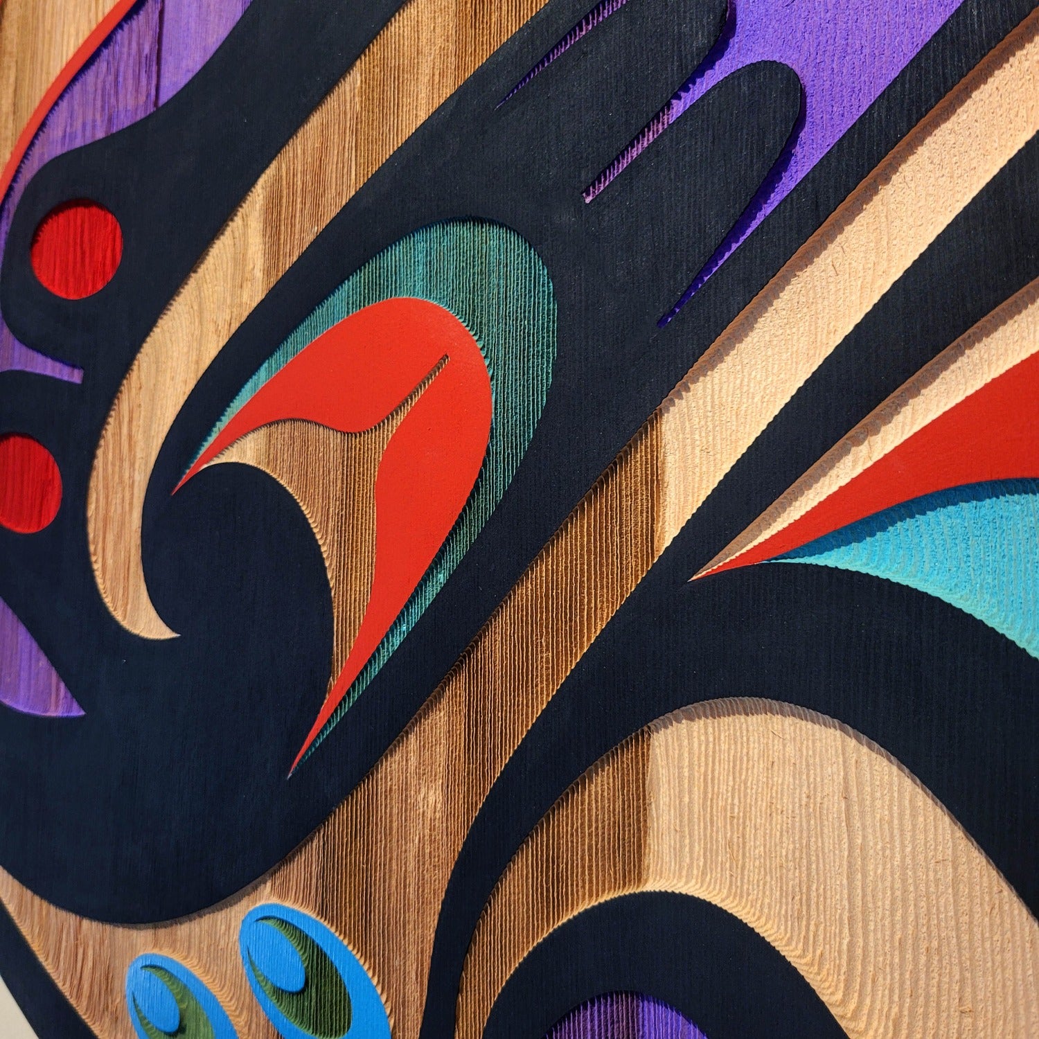 Sandblasted Cedar Hummingbird Panel by Kwakiutl artist Trevor Hunt