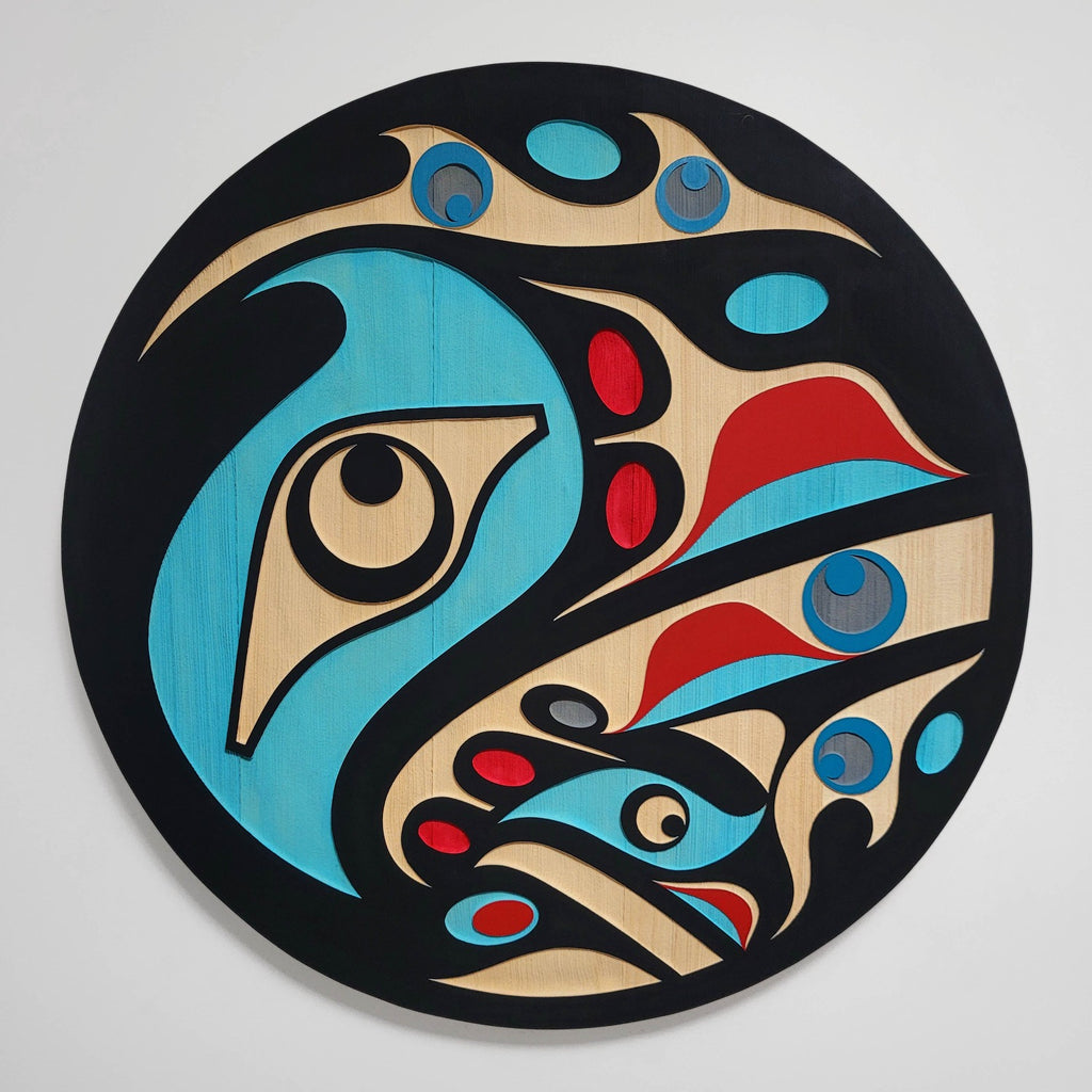 Sandblasted Raven Cedar Panel by Kwakiutl artist Trevor Hunt