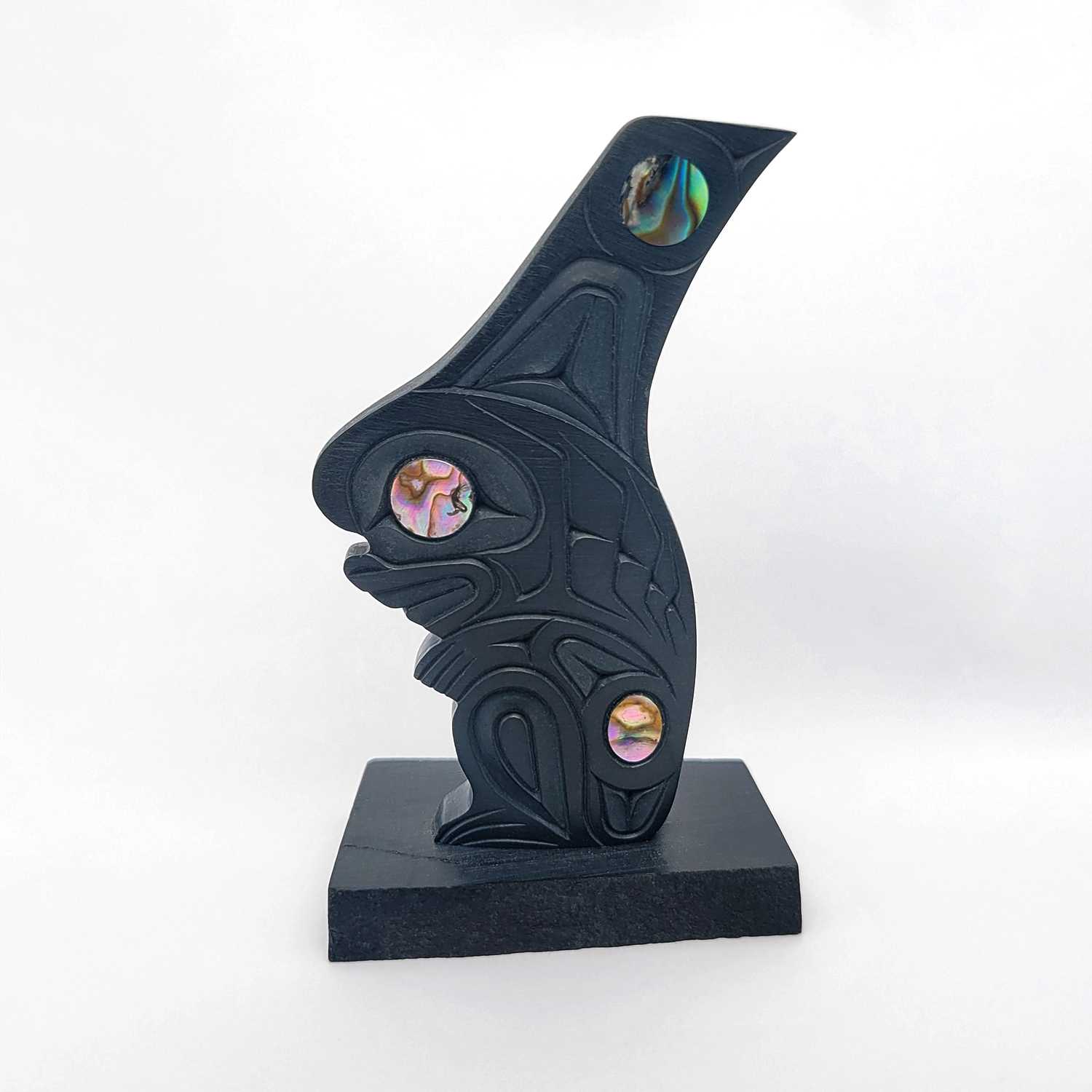 Argillite Killer Whale Transformation by Haida carver Calvin Bell