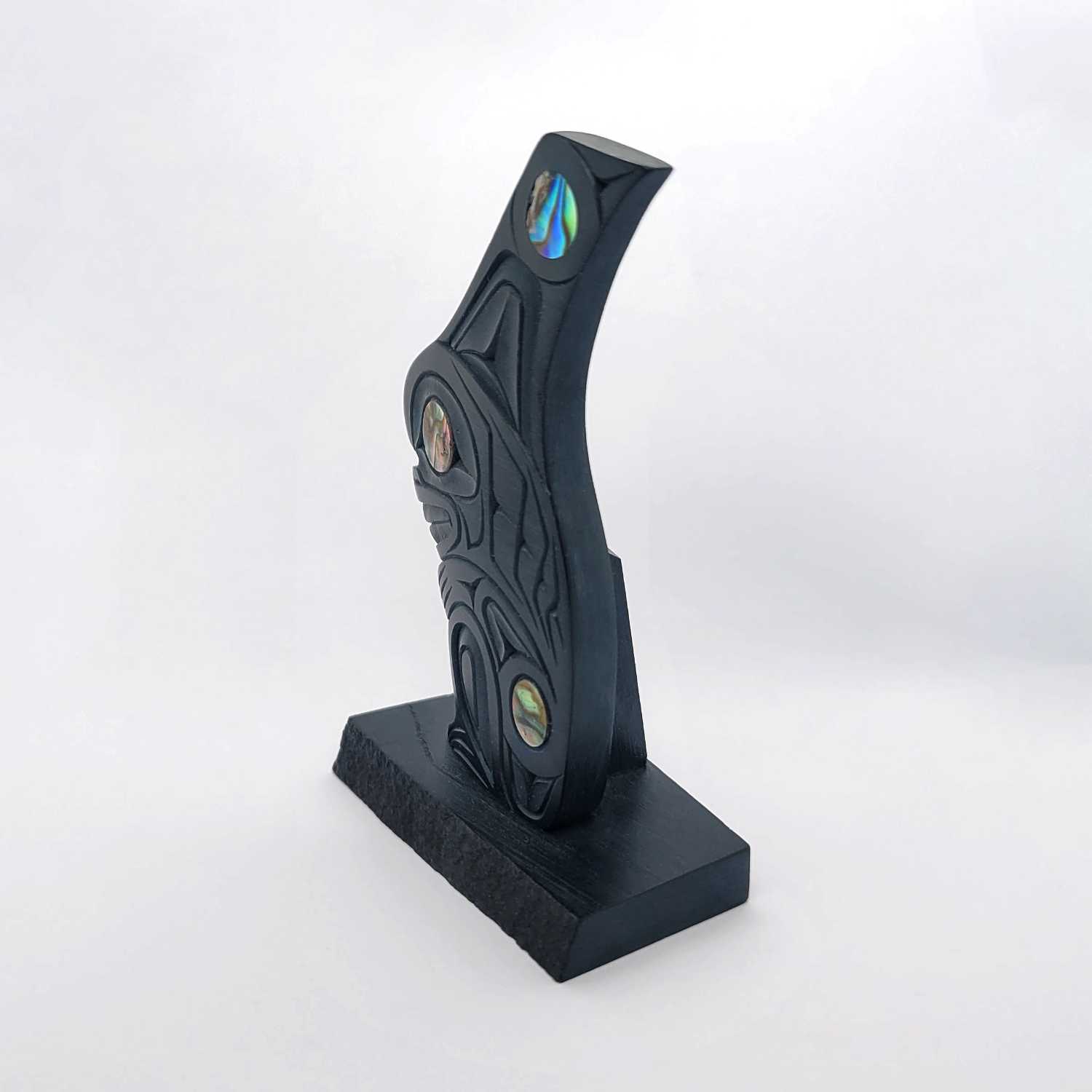 Argillite Killer Whale Transformation by Haida carver Calvin Bell