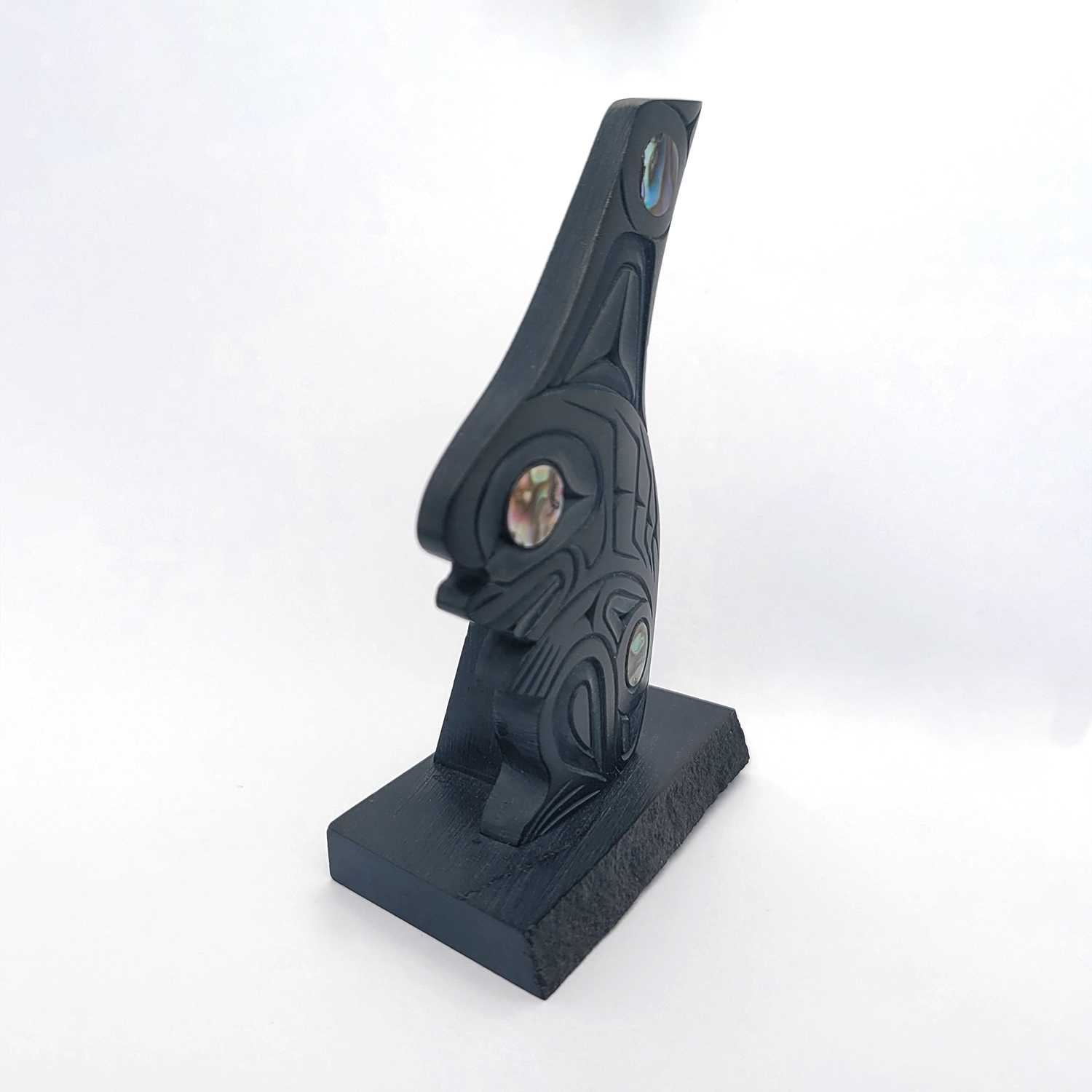 Argillite Killer Whale Transformation by Haida carver Calvin Bell