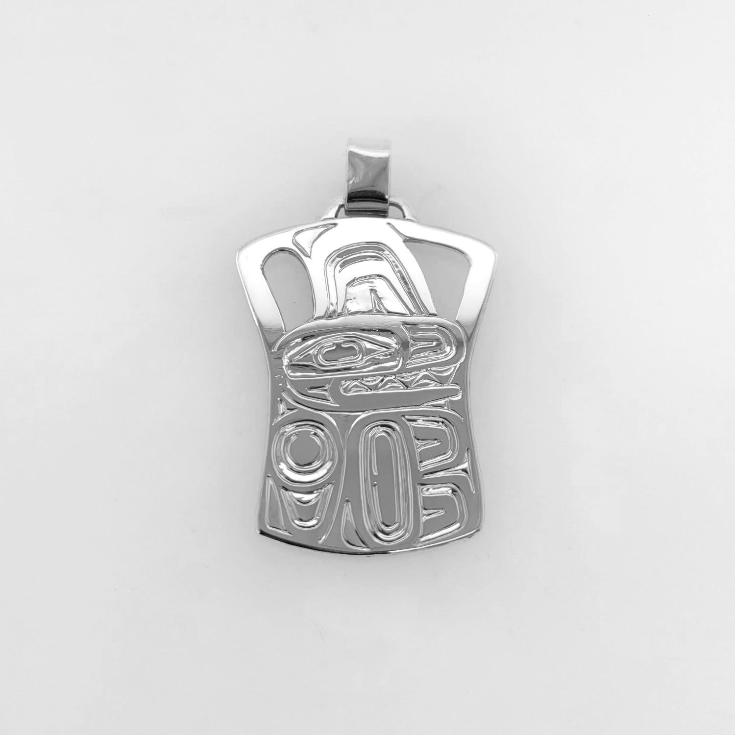 This is a Silver Haida Copper-shaped Orca Pendant