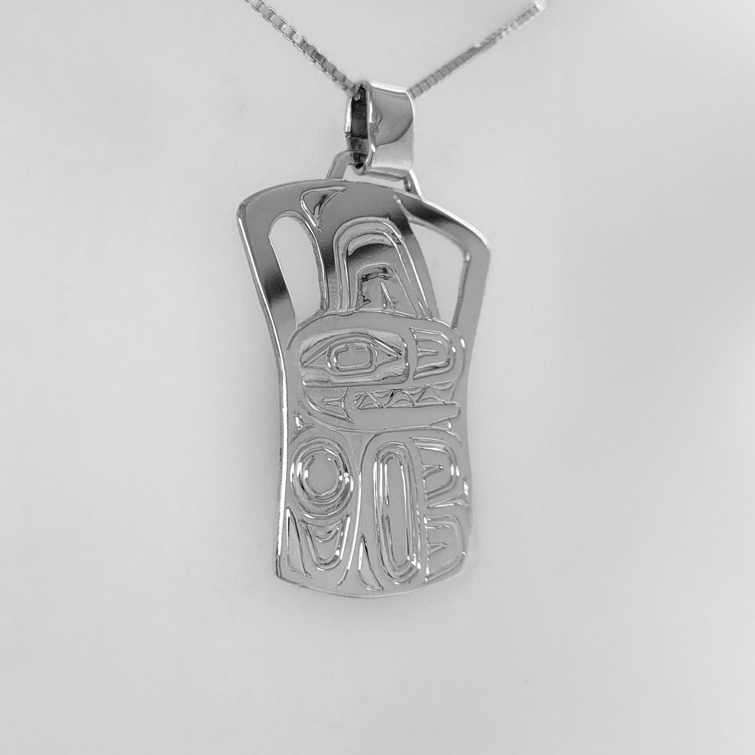 This is a Silver Haida Copper-shaped Orca Pendant