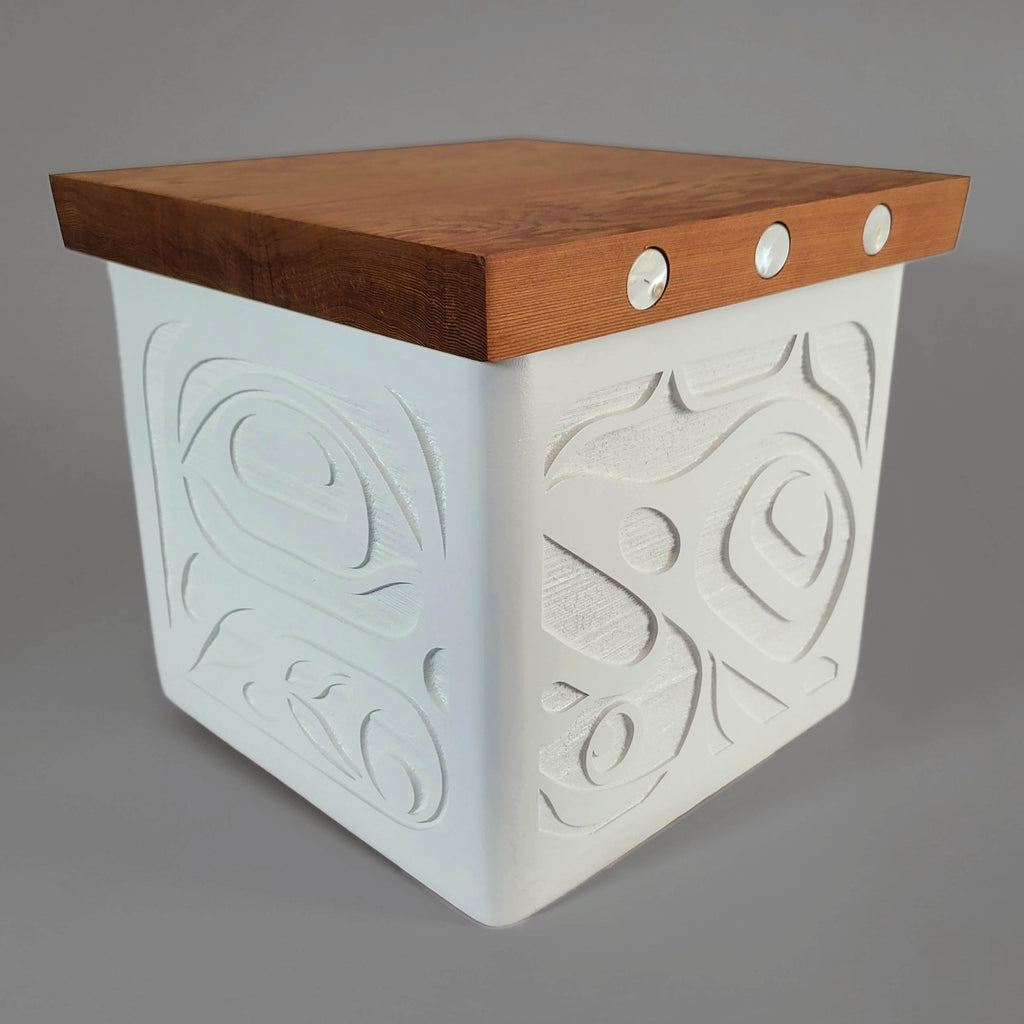 Sandblasted Bentwood Box by Kwakiutl artist Trevor Hunt