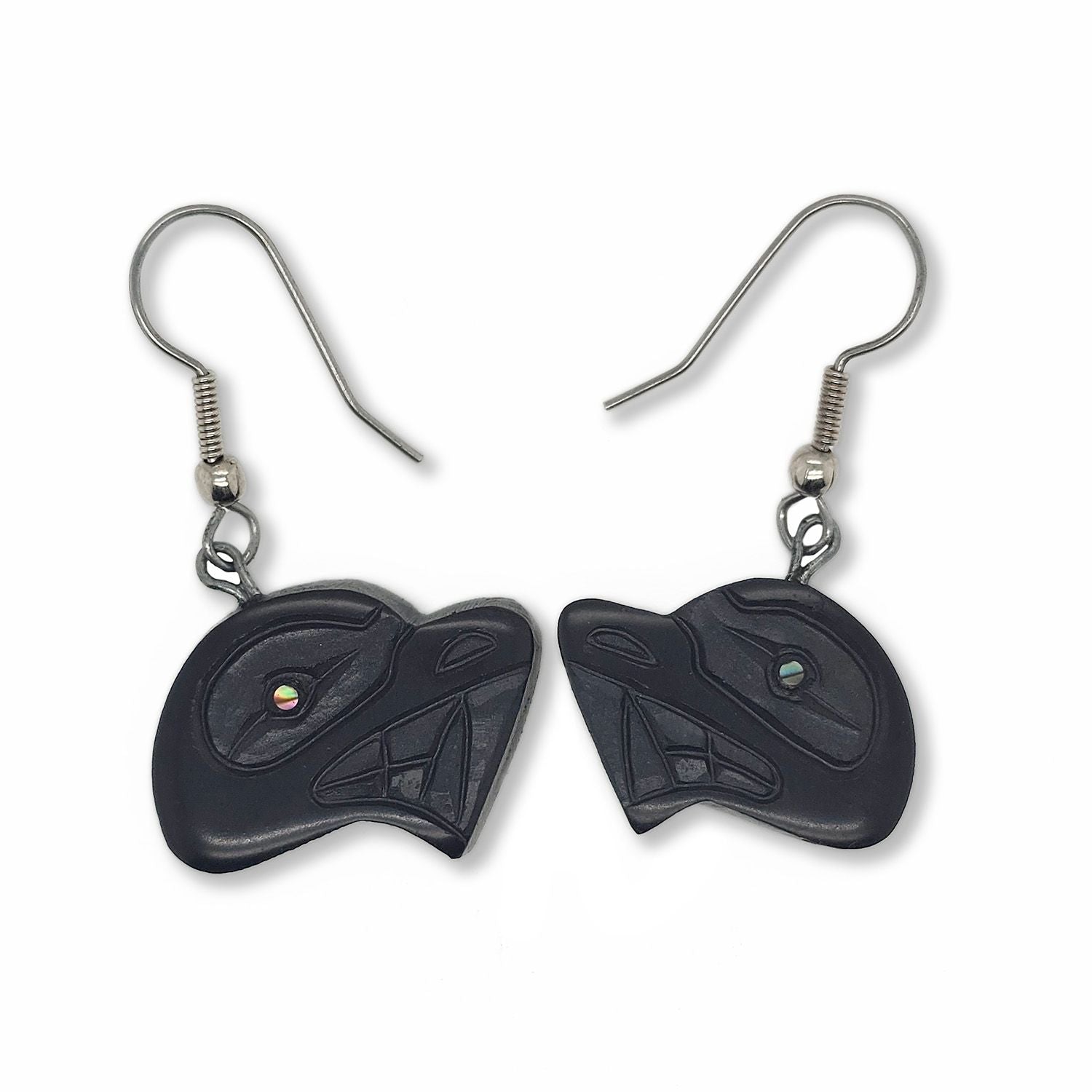 Argillite Orca Earrings by Haida artist Amy Edgars