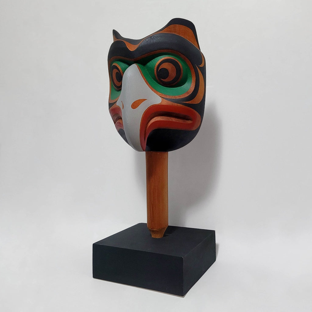 Indigenous Owl Rattle by Kwakiutl carver Trevor Hunt