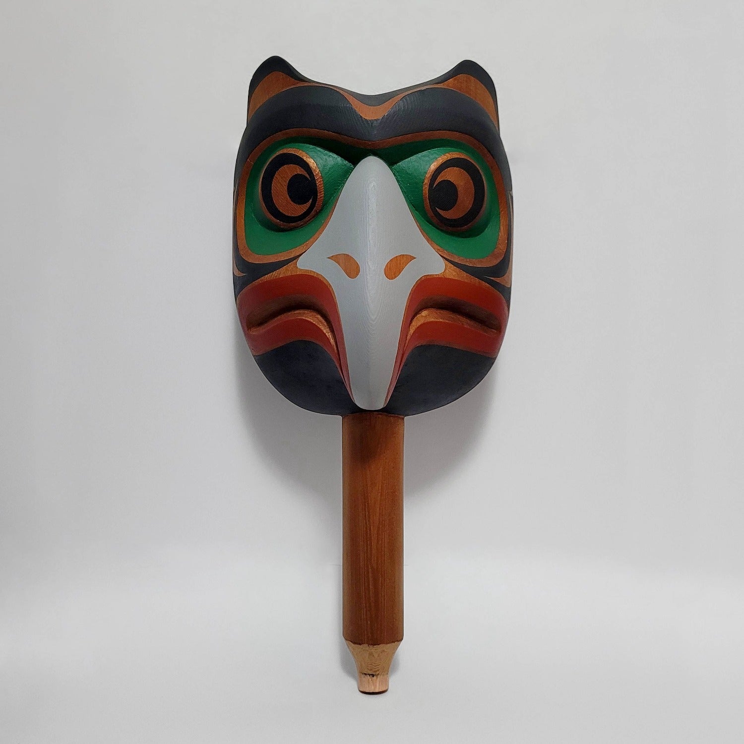 Indigenous Owl Rattle by Kwakiutl carver Trevor Hunt