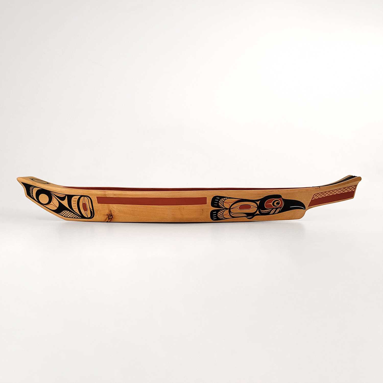 Mini Painted Raven Canoe by Kwakwaka'wakw artist Rod Smith