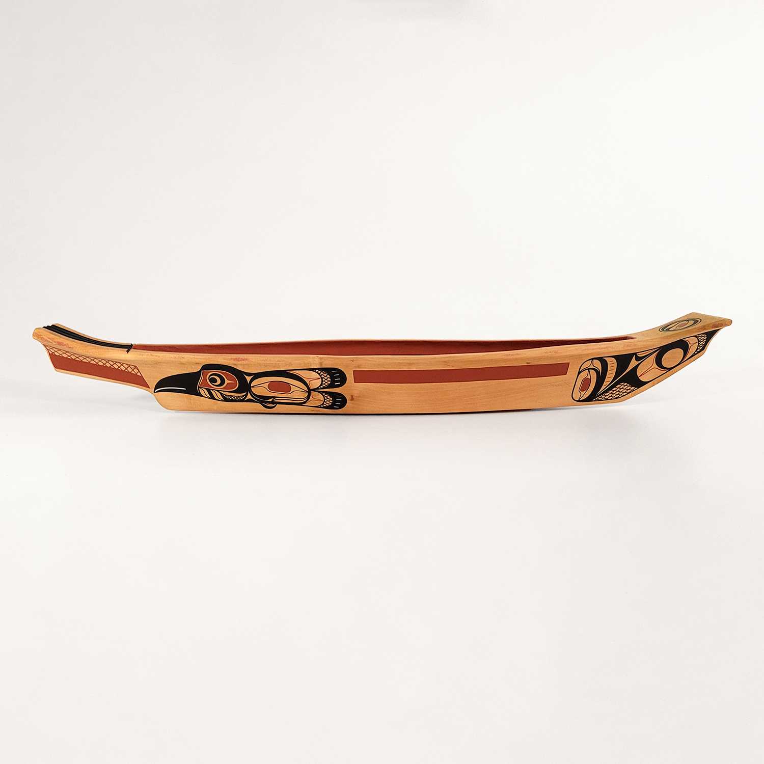 Mini Painted Raven Canoe by Kwakwaka'wakw artist Rod Smith