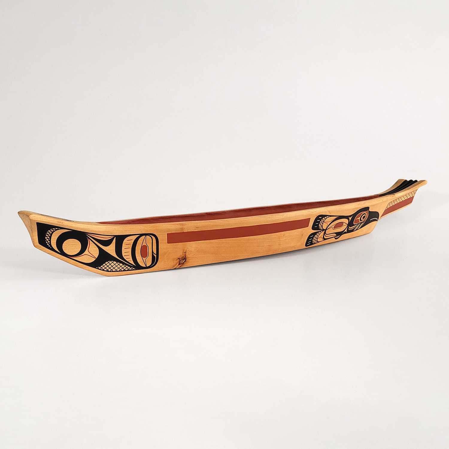 Mini Painted Raven Canoe by Kwakwaka'wakw artist Rod Smith