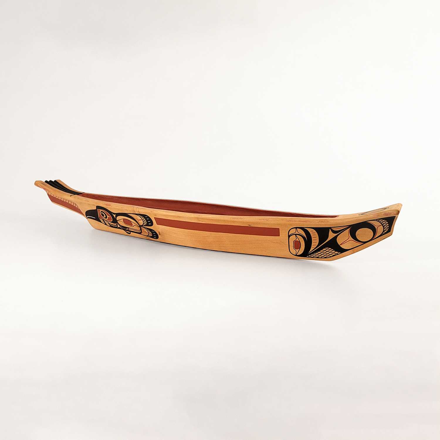 Mini Painted Raven Canoe by Kwakwaka'wakw artist Rod Smith
