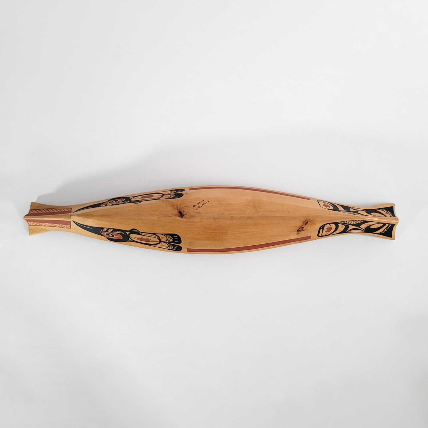 Mini Painted Raven Canoe by Kwakwaka'wakw artist Rod Smith
