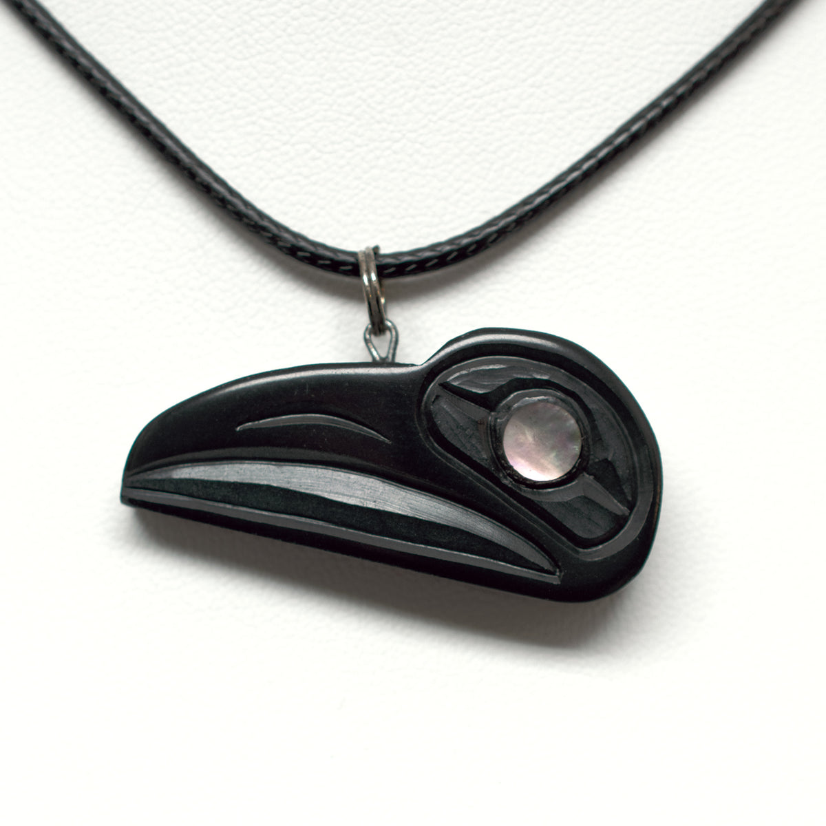 Argillite Raven Pendant by Haida artist Amy Edgars