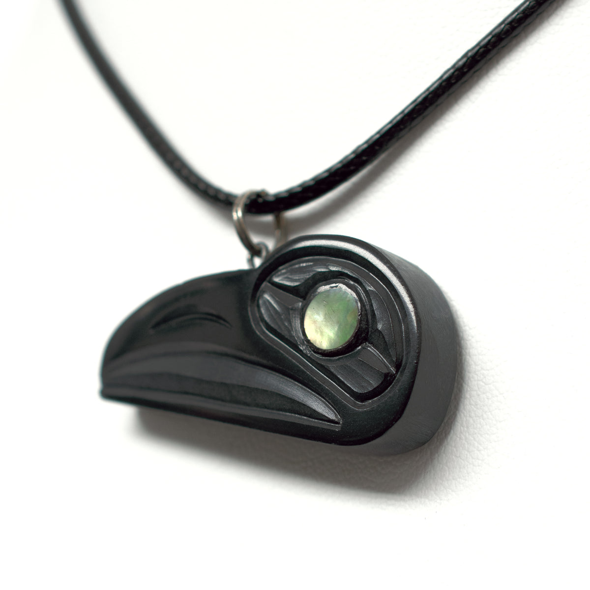 Argillite Raven Pendant by Haida artist Amy Edgars