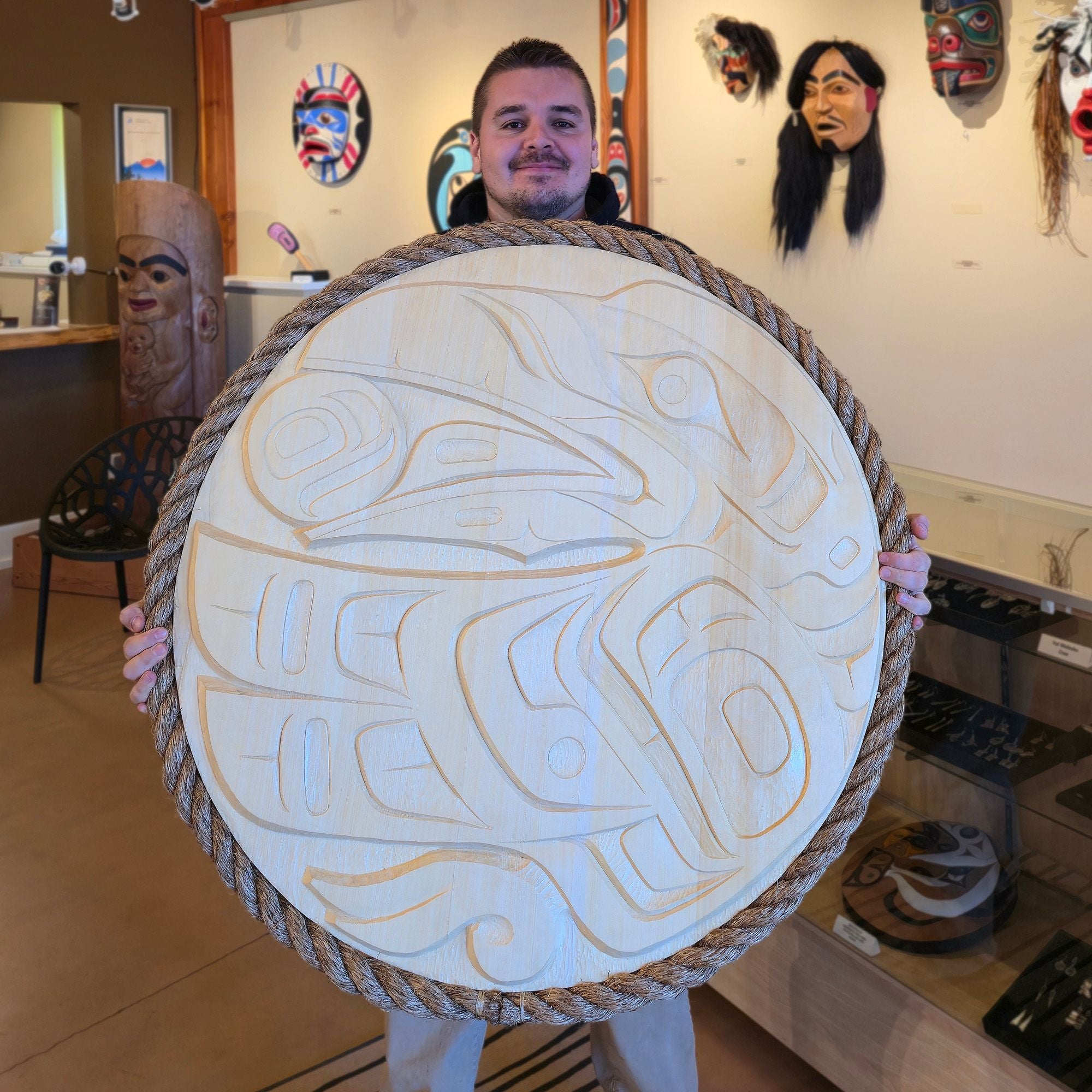 Raven Steals the Light Panel by Kwakwaka'wakw artist Quinn James