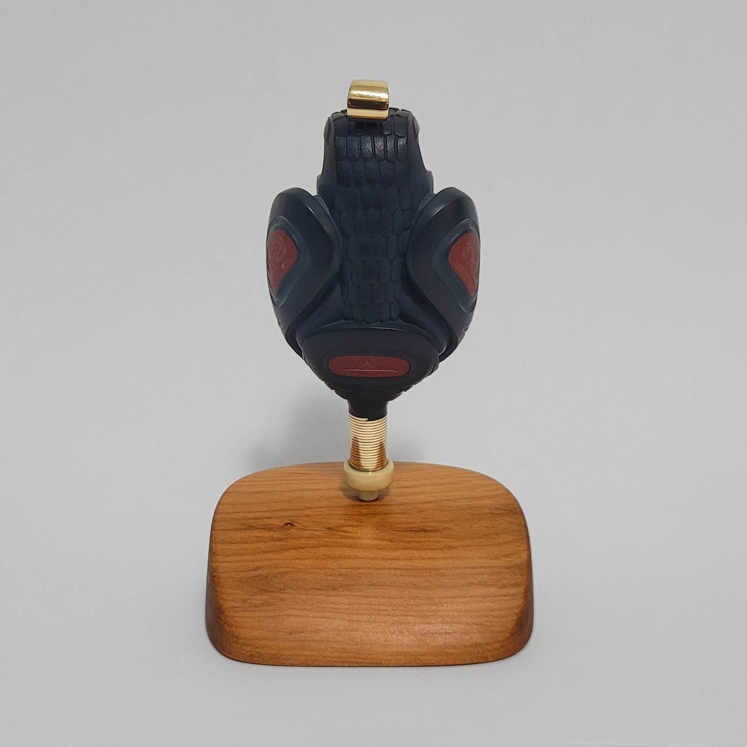 Argillite Raven Steals the Light Rattle Pendant by Haida artist Darrell White