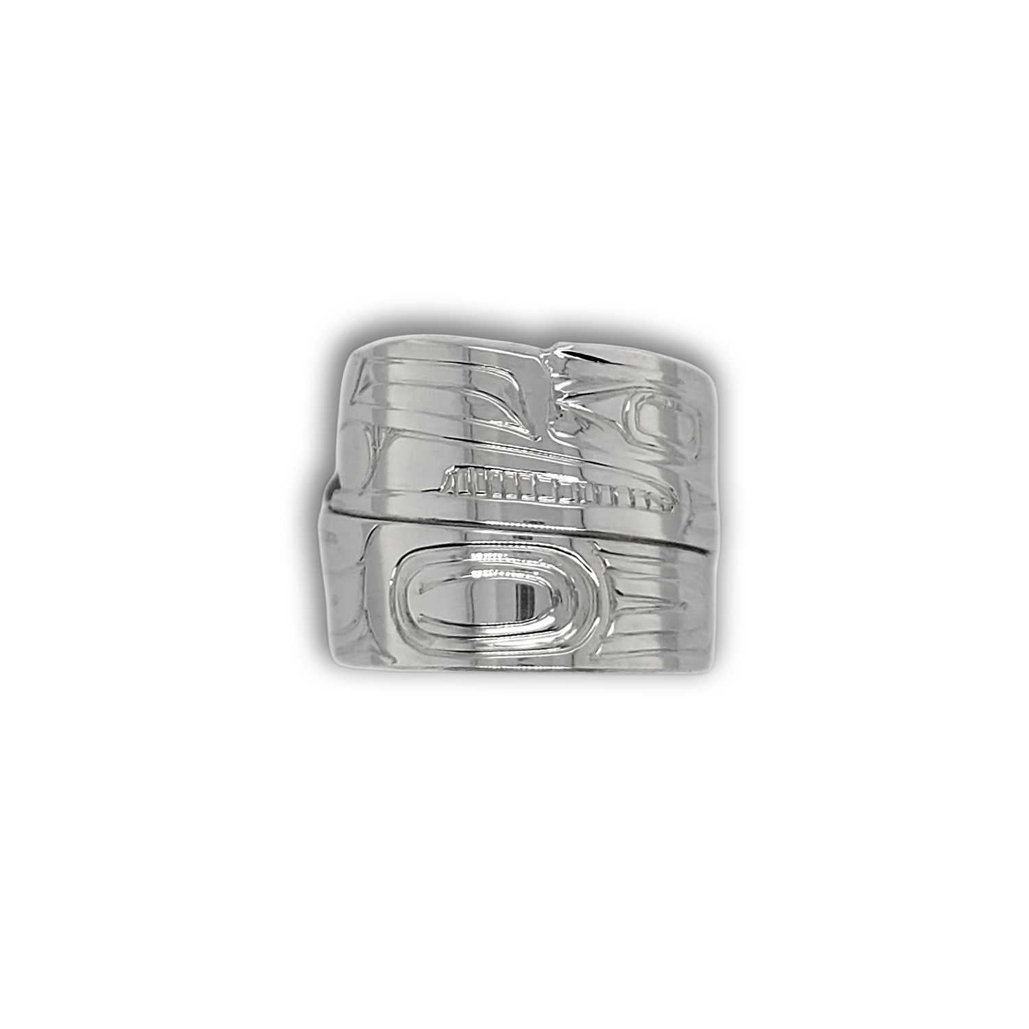 Silver Raven and Light Wrap Ring by Haida artist Garner Moody