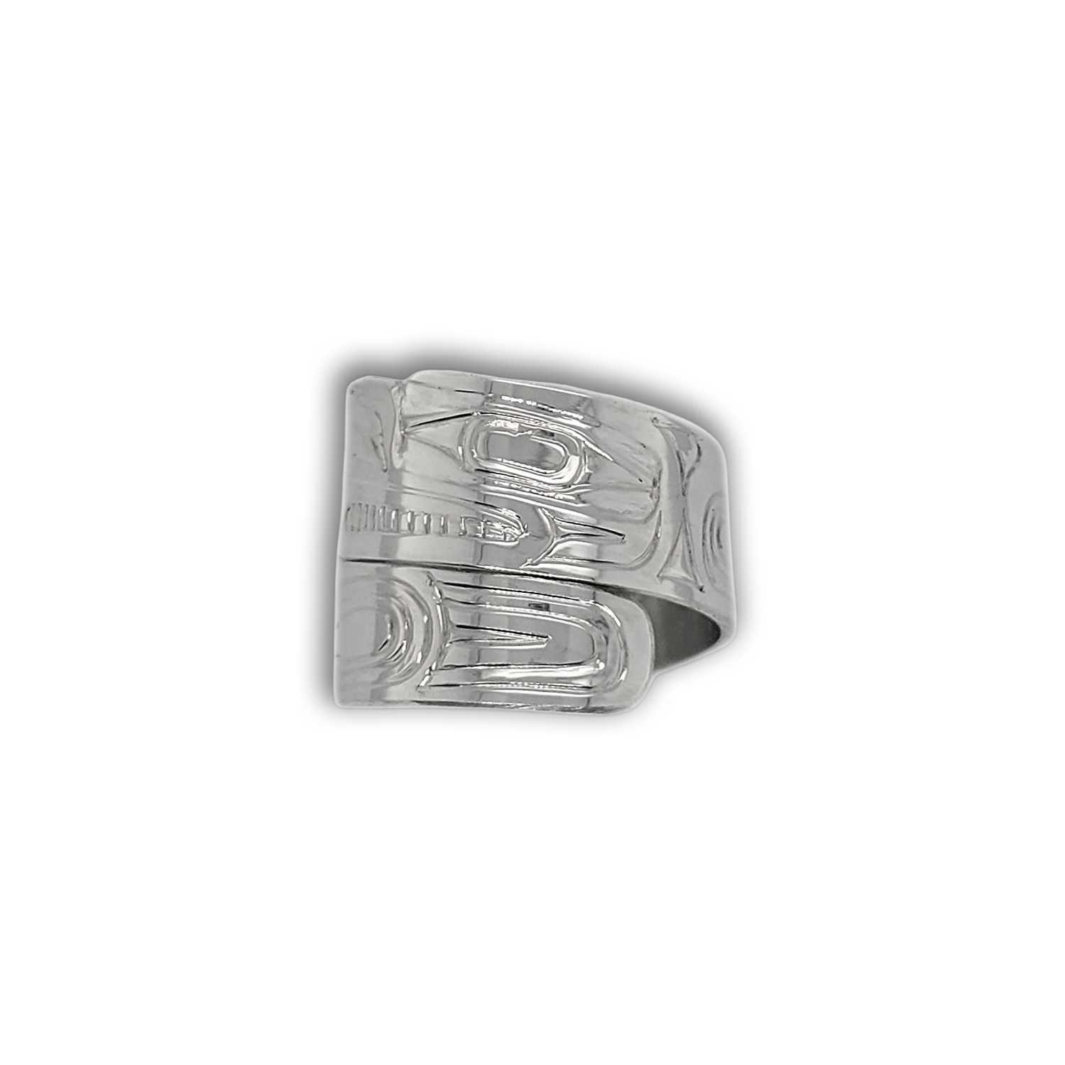Silver Raven and Light Wrap Ring by Haida artist Garner Moody