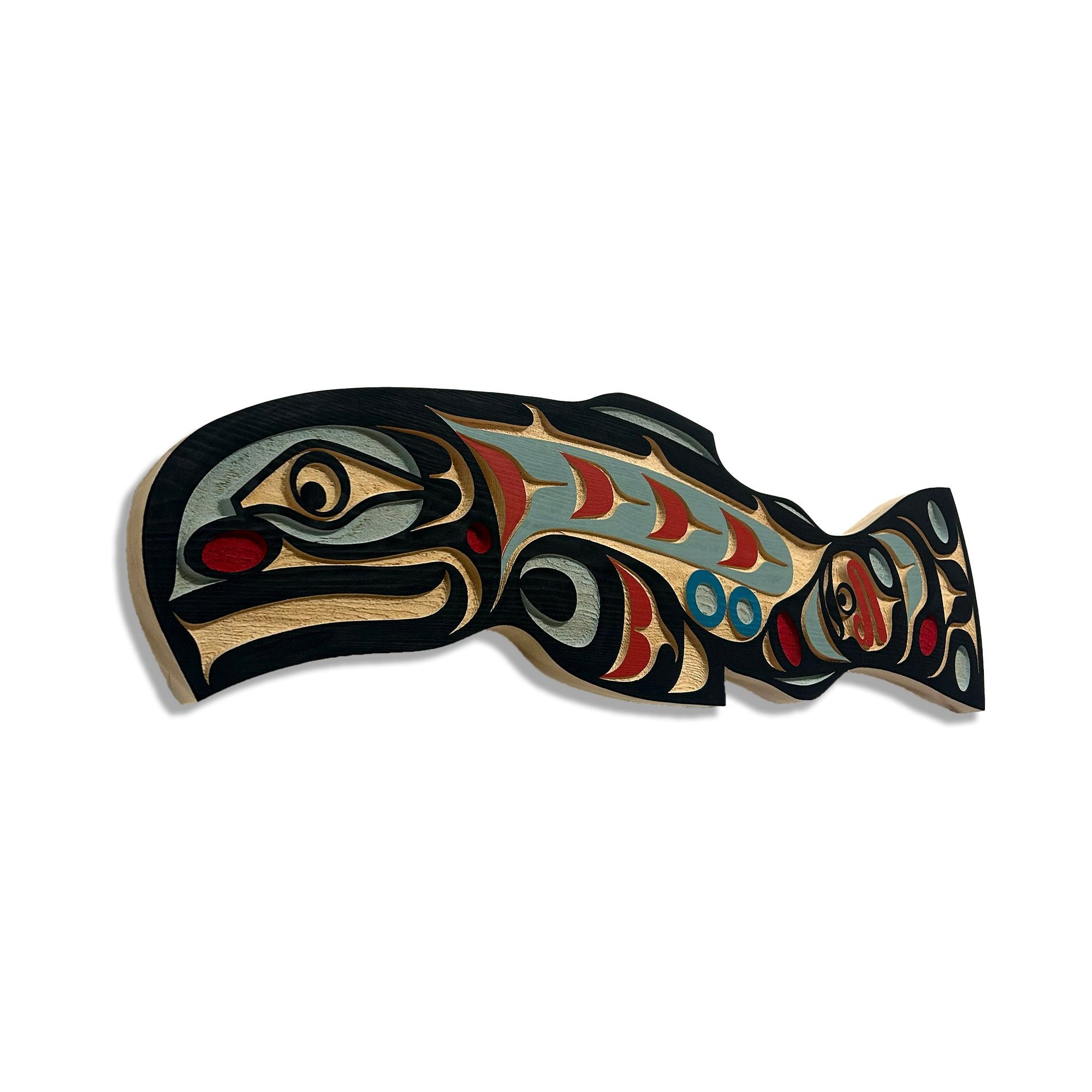 Sandblasted Salmon Panel by Kwakwaka'wakw artist Trevor Hunt