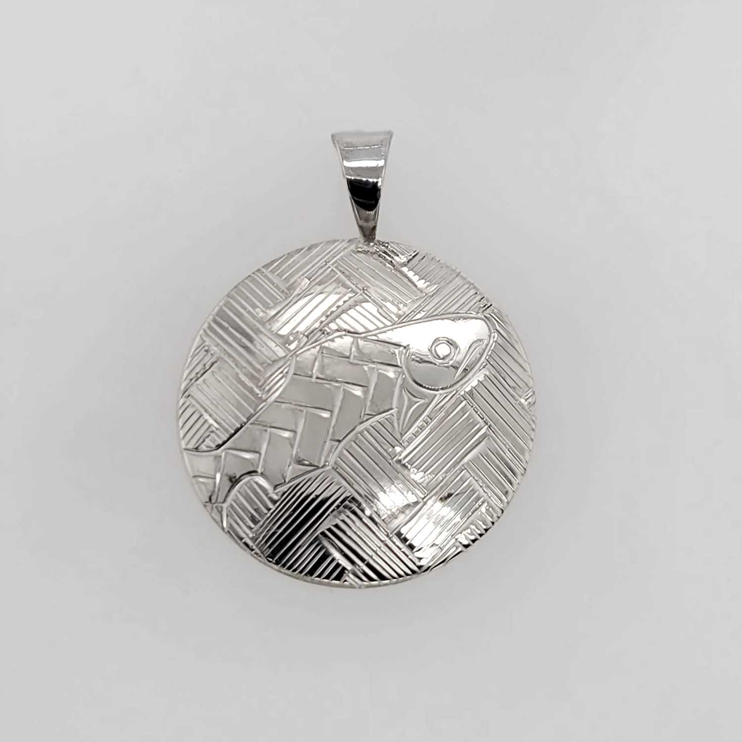 Silver Salmon Pendant by Coast Salish Artist Jody Sparrow