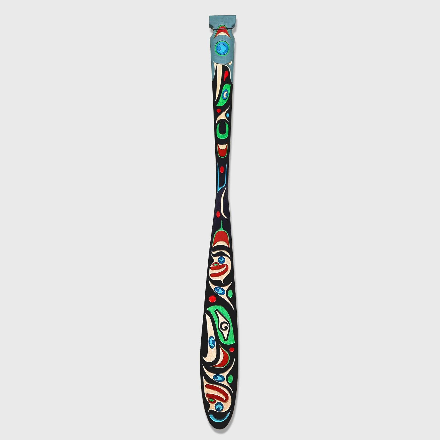 Sandblasted Yellow cedar Eagle Paddle by Kwakwaka'wakw artist Trevor Hunt