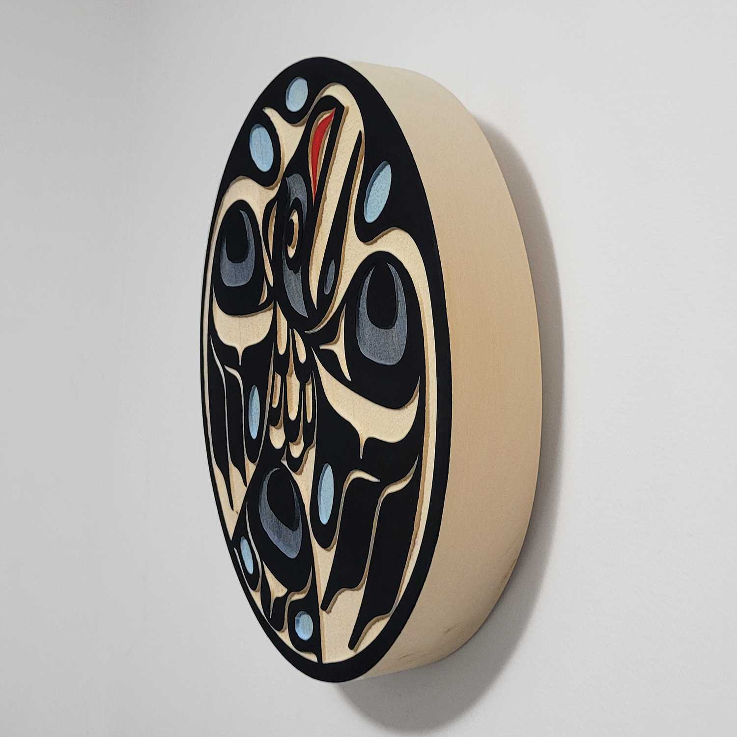 Sandblasted Flying Raven Panel by native artist Trevor Hunt