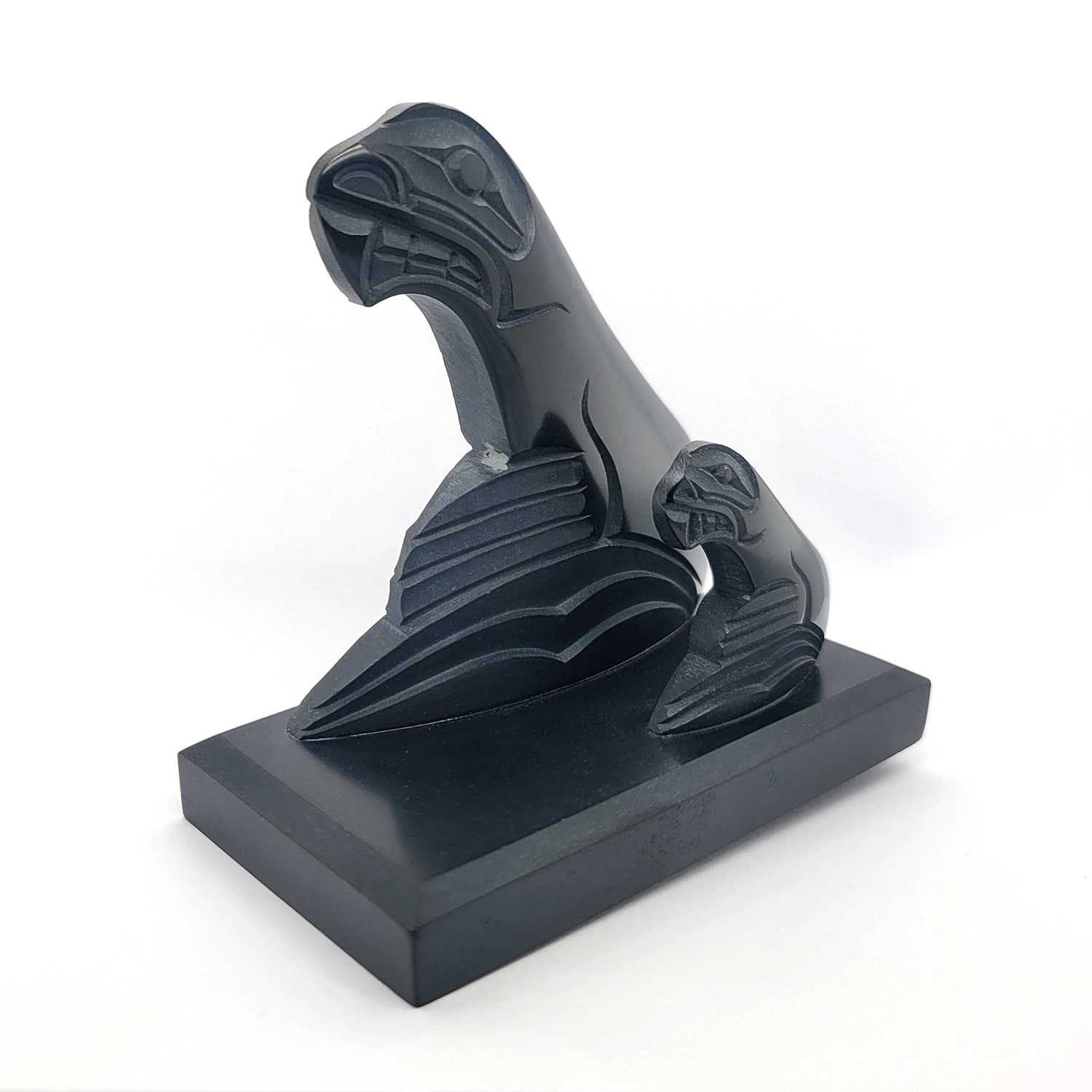 Argillite Seal Carving by Haida artist Myles Edgars