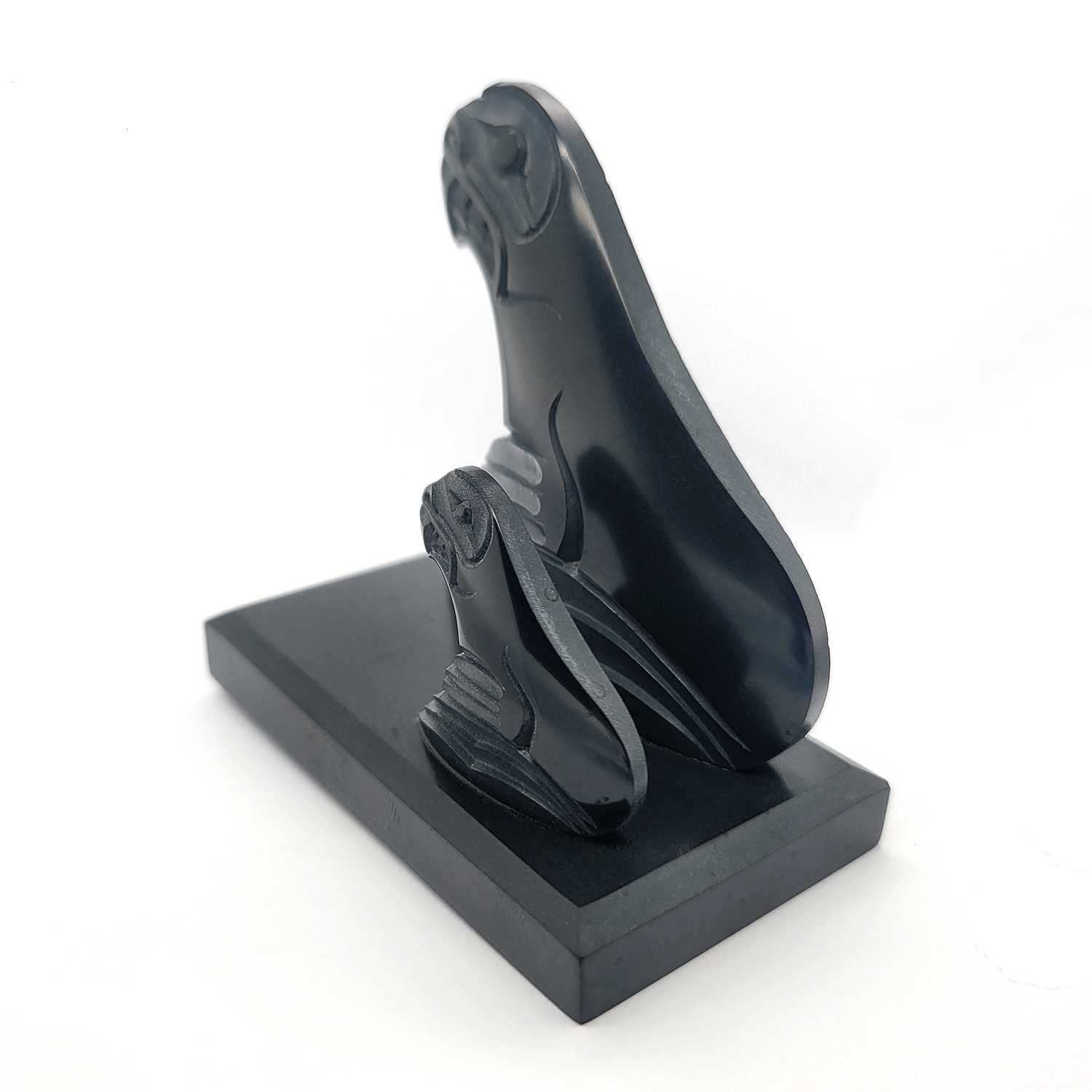 Argillite Seal Carving by Haida artist Myles Edgars