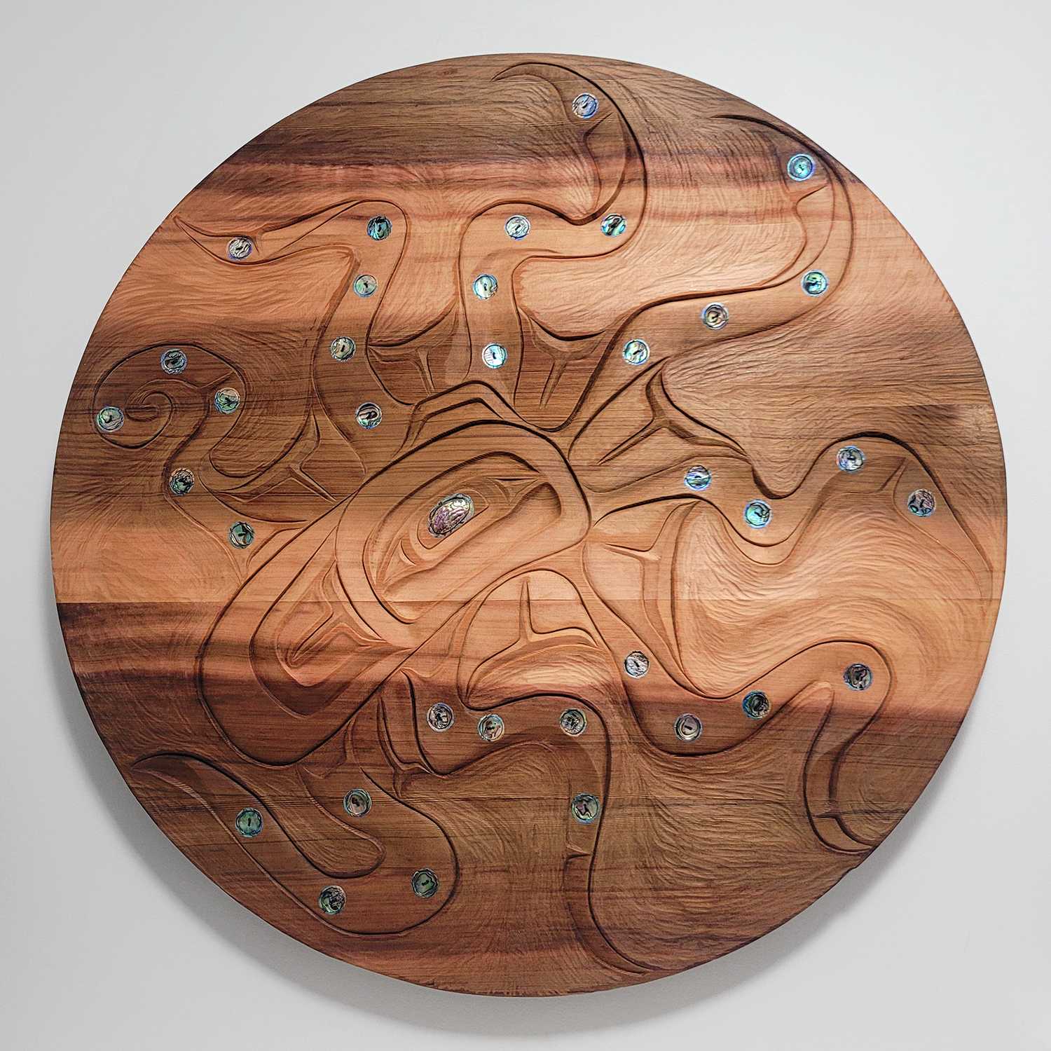 Octopus cedar panel by Native female carver Kiri Geen