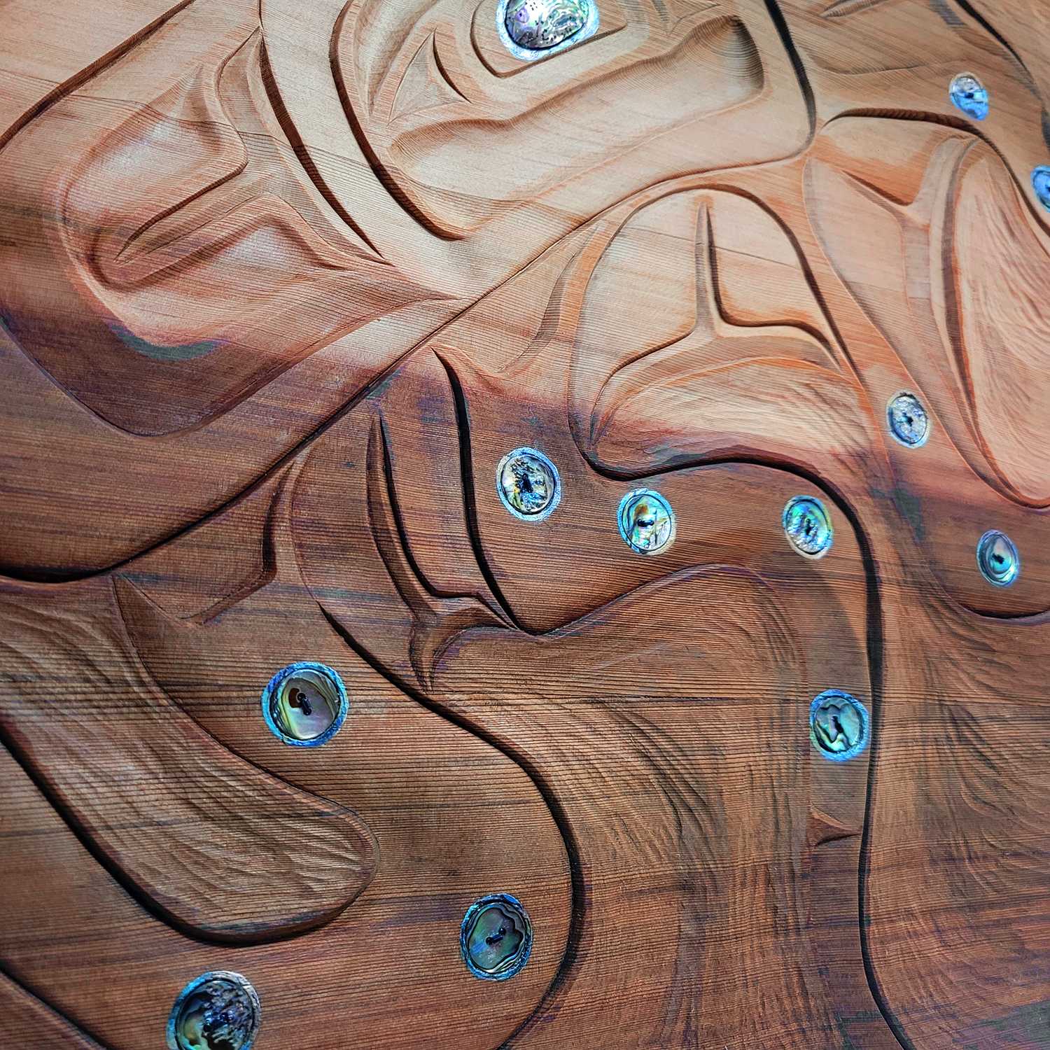 Octopus cedar panel by Native female carver Kiri Geen