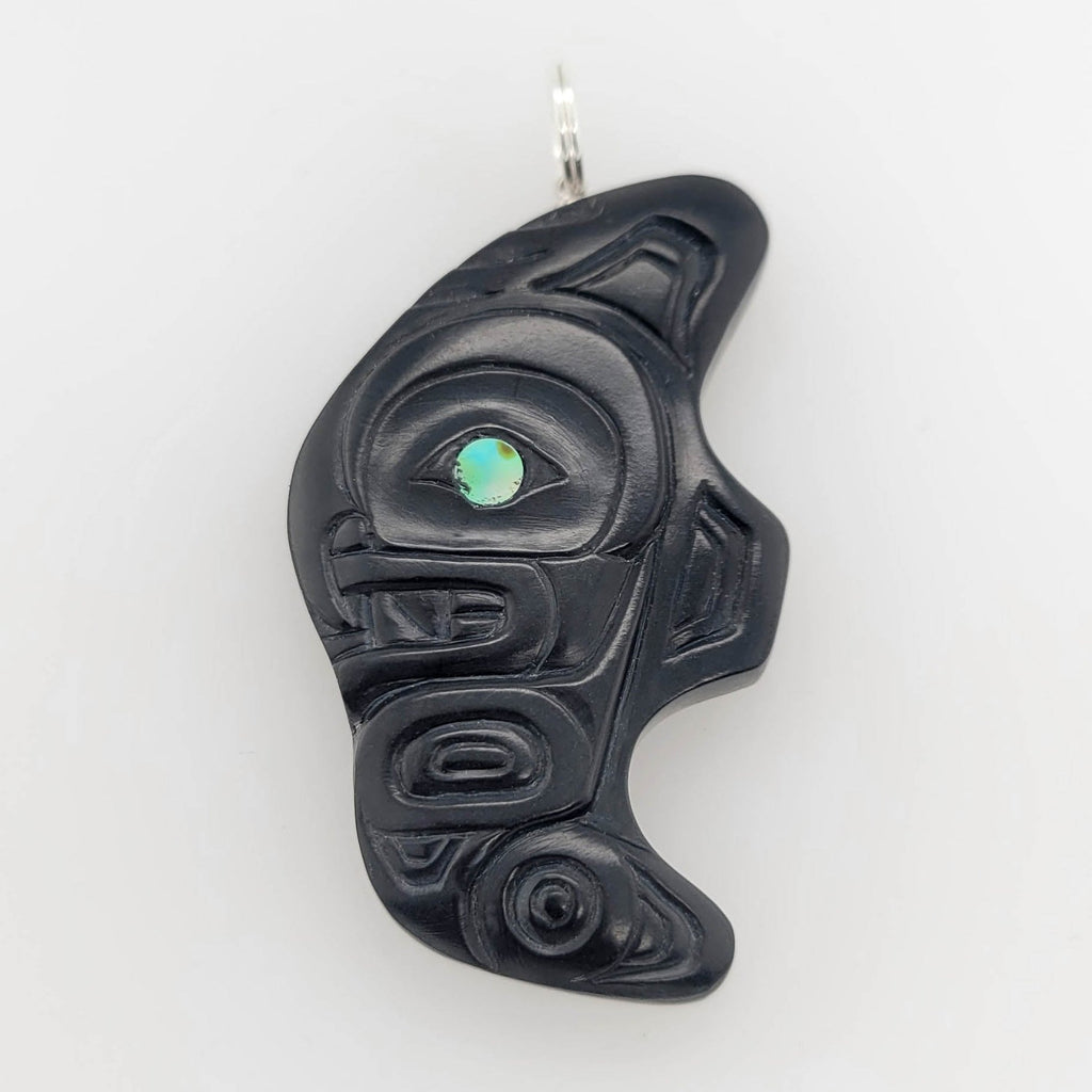 Argillite Shark Pendant by Haida artist Gryn White