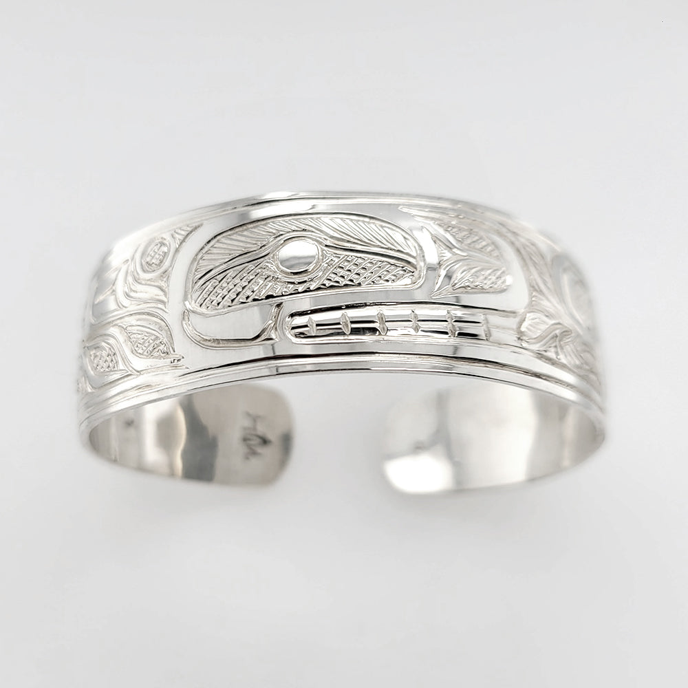 Silver Orca Bracelet by Tsimshian artist Bill Helin